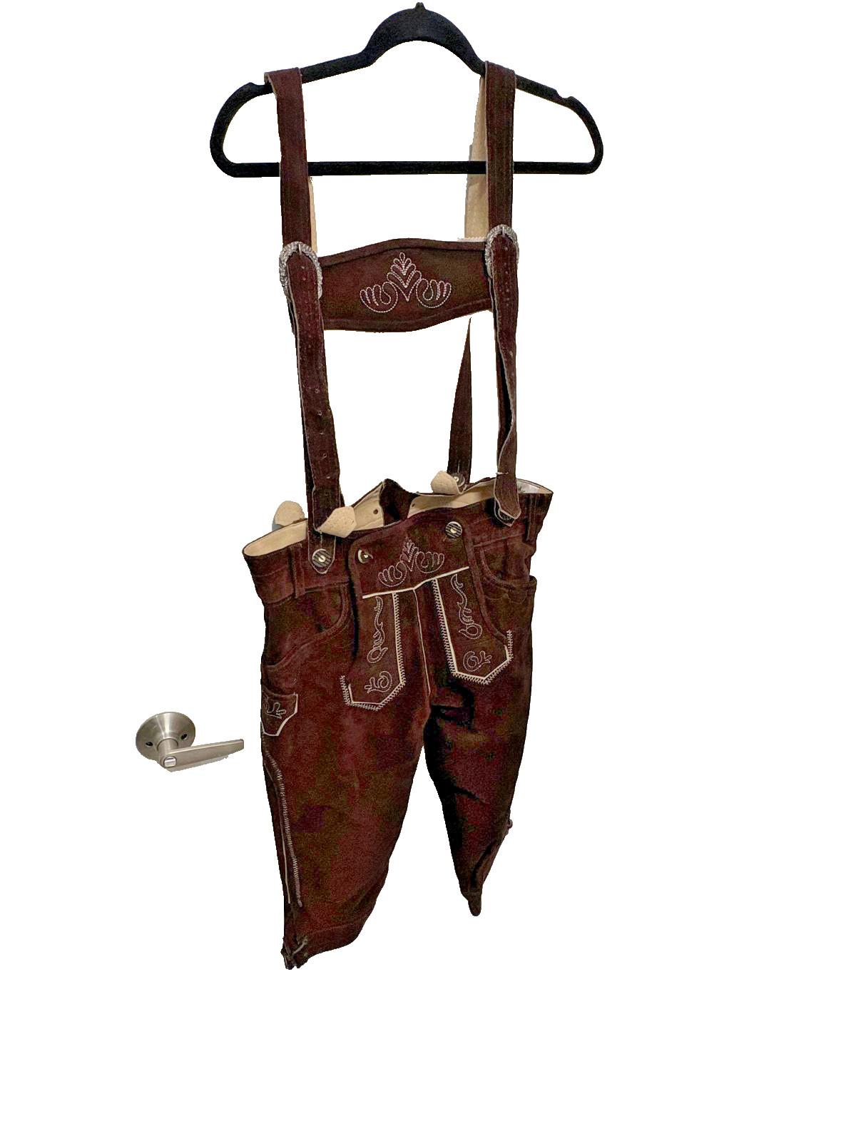 Lederhosen Men Octorberfest Suede Beige Brown Size Medium