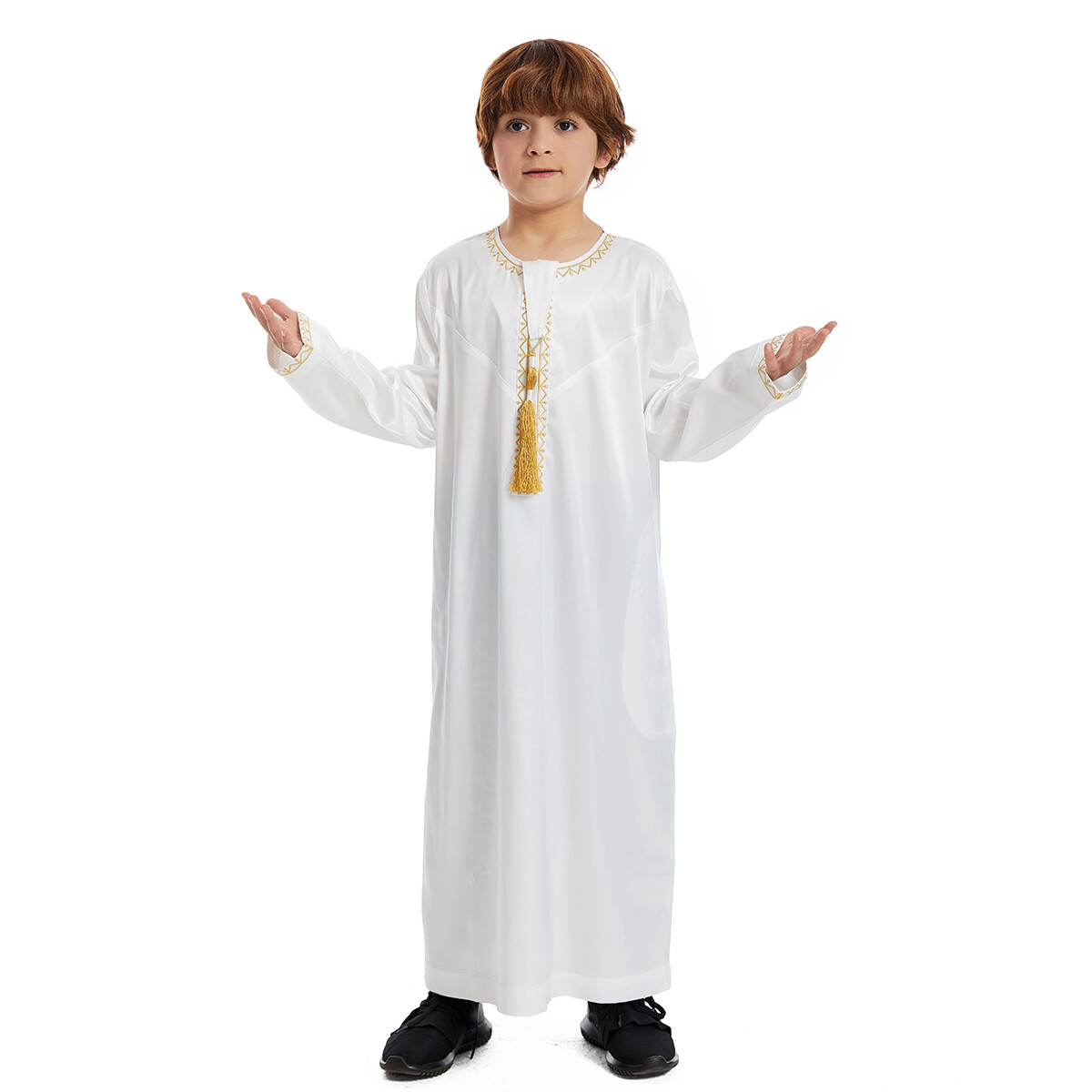 Saudi Children Kids Boys Thobe Dishdasha Thoub Kaftan Prayer Dress Dubai Muslim