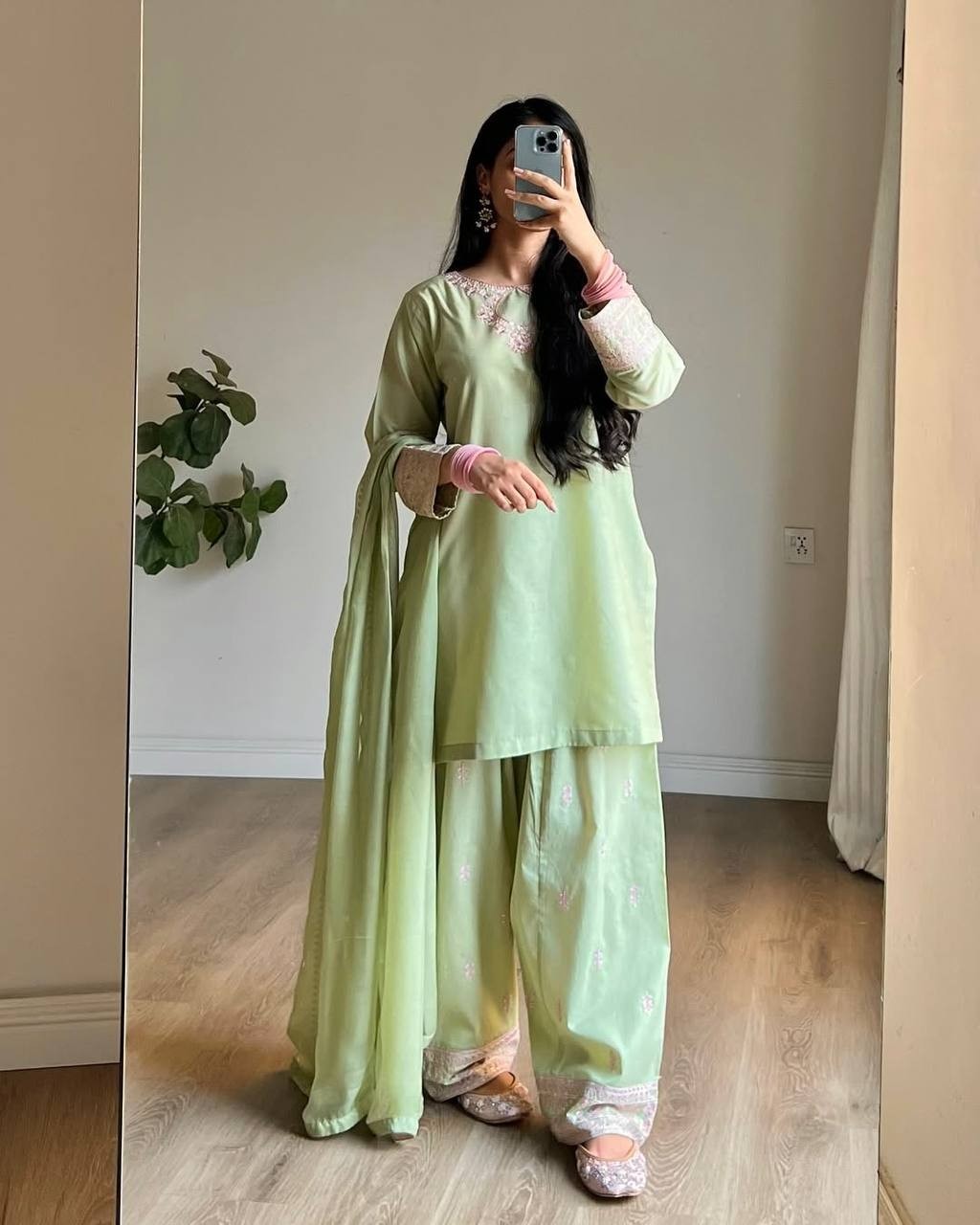 Ethnic Wear Rayon Cotton Silk Salwar Kameez With Dupatta For Women & Girls