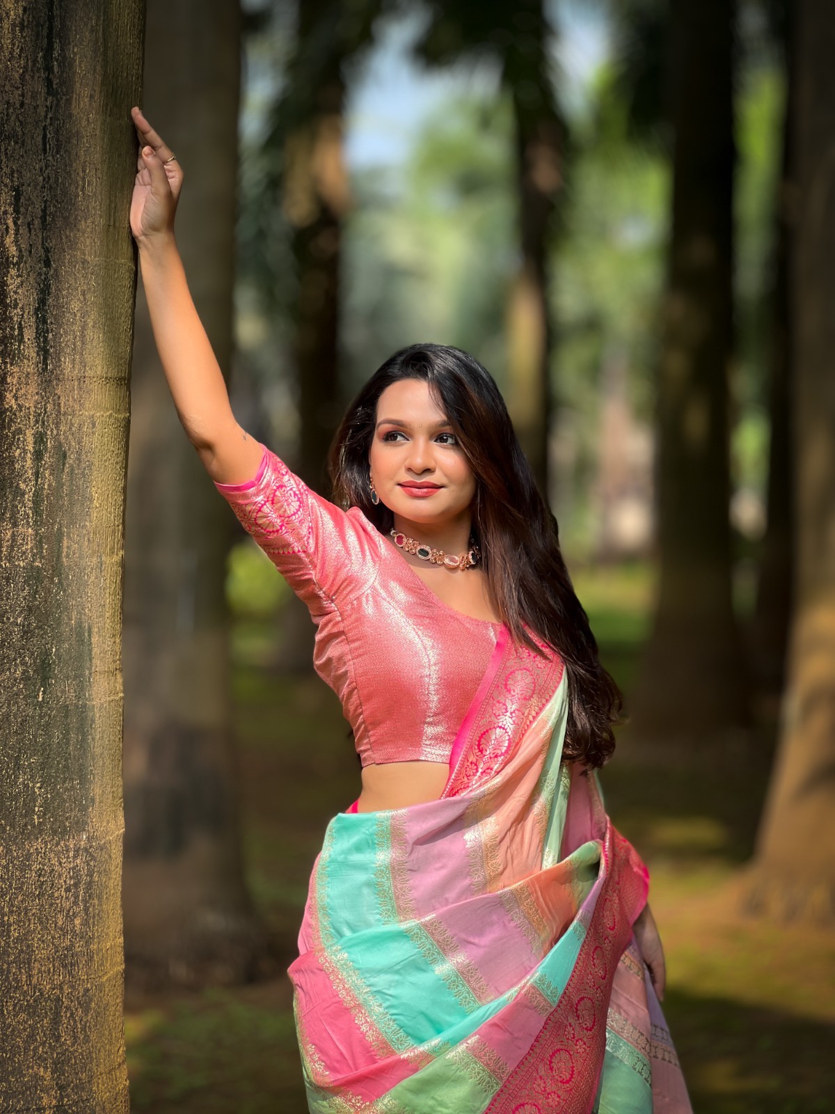 Wedding Women Banarasi Art Silk Saree Zari Woven Indian Traditional Sari Blouse