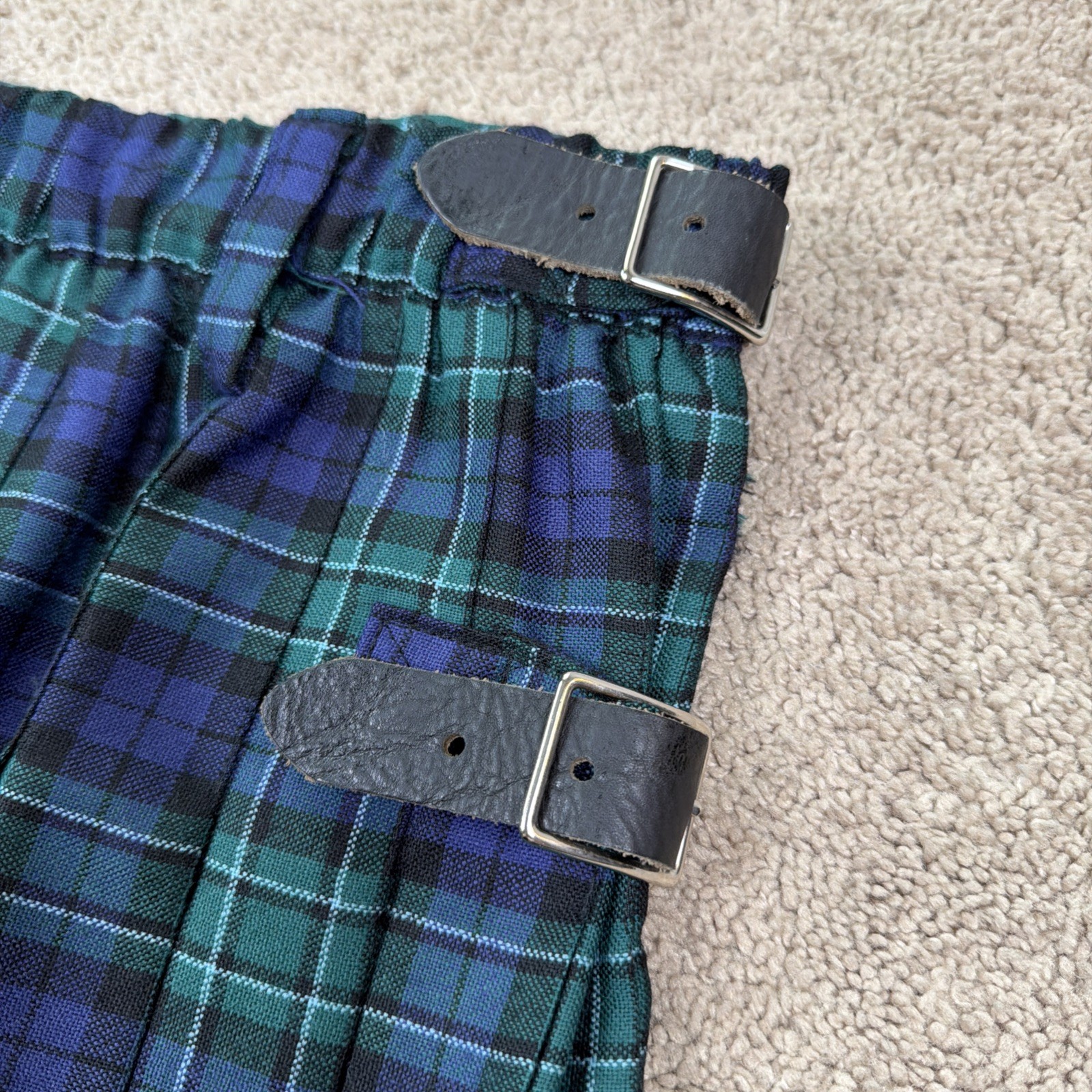 Sport Kilt Green Plaid Made in USA Hook & Loop Closure PolyBlend Black Watch