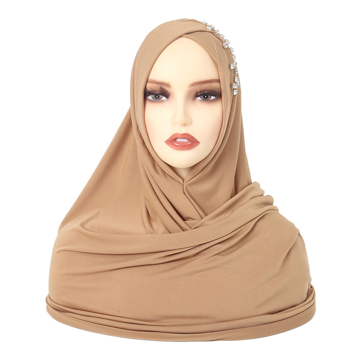 Muslim Women Hijabs Fashion Rhinestones Instant Head Wrap Long Scarf Shayla