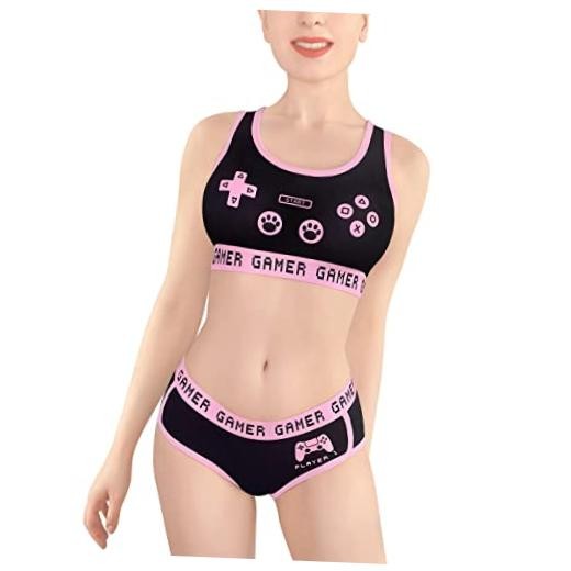 Women Cotton Camisole and Panties Sports loungewear Bralette 3X-Large Black