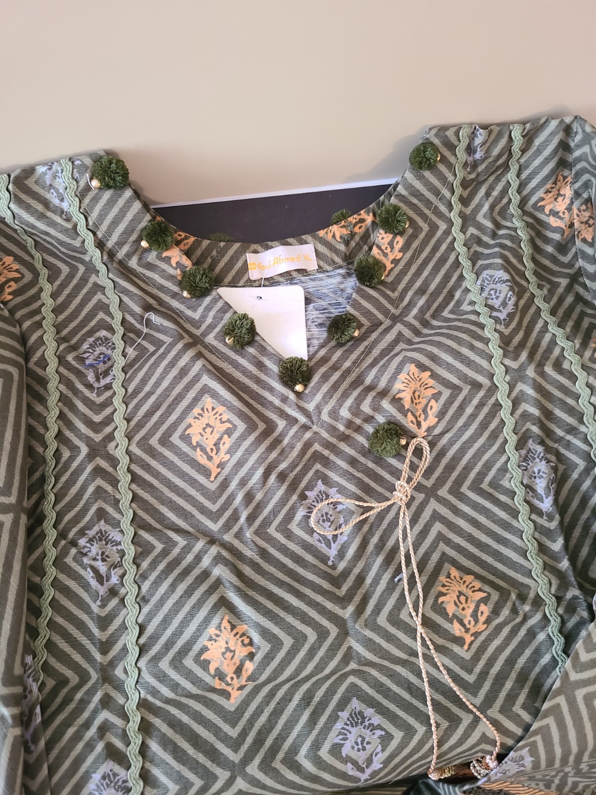 Gul Ahmed Olive Cotton Salwar Kameez XL 3 Piece Set for Women nwt kurti