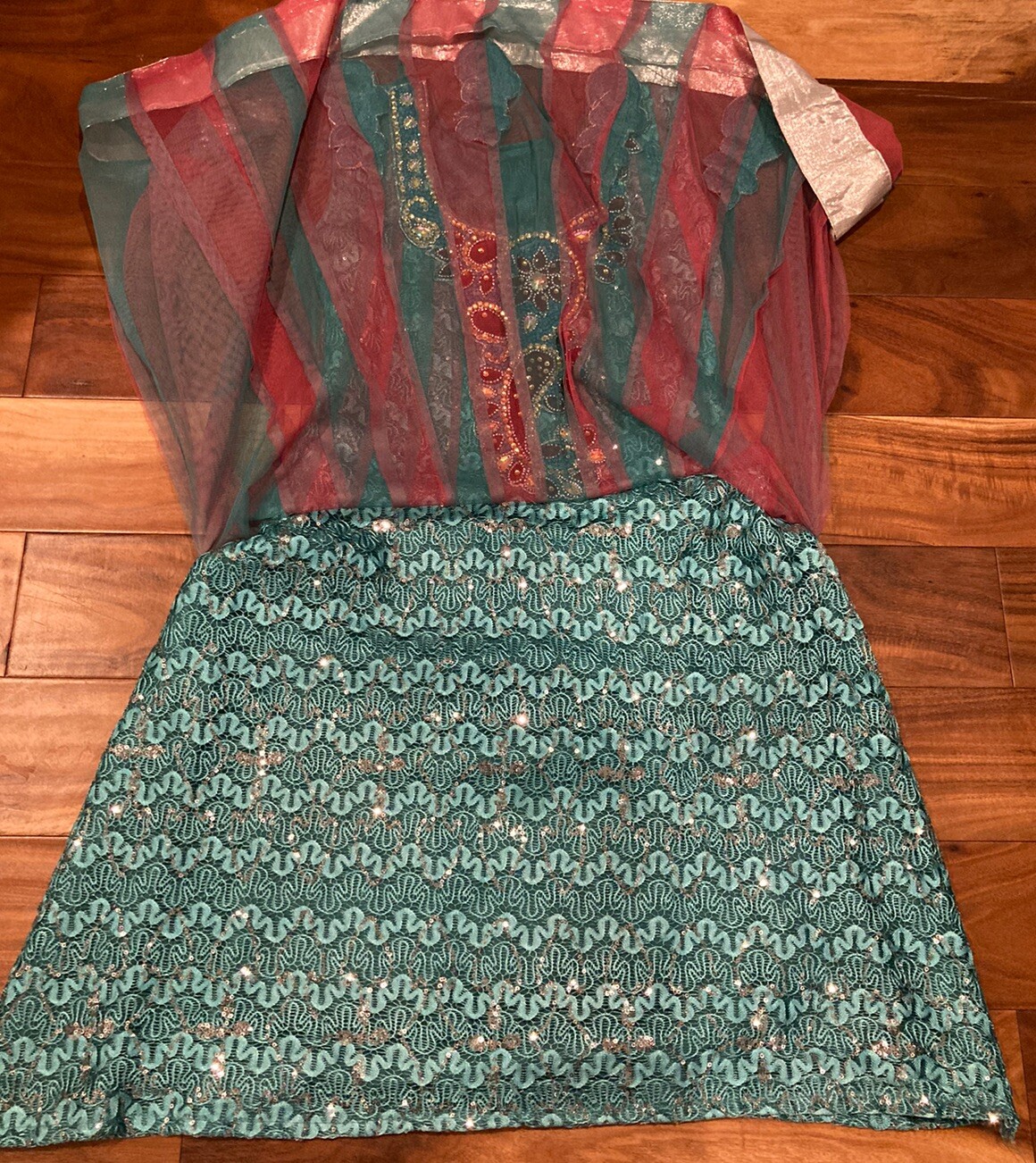 Indian Ethnic Hand made Festive Colorful Sari with salwar Wear Bust 16X 29Length