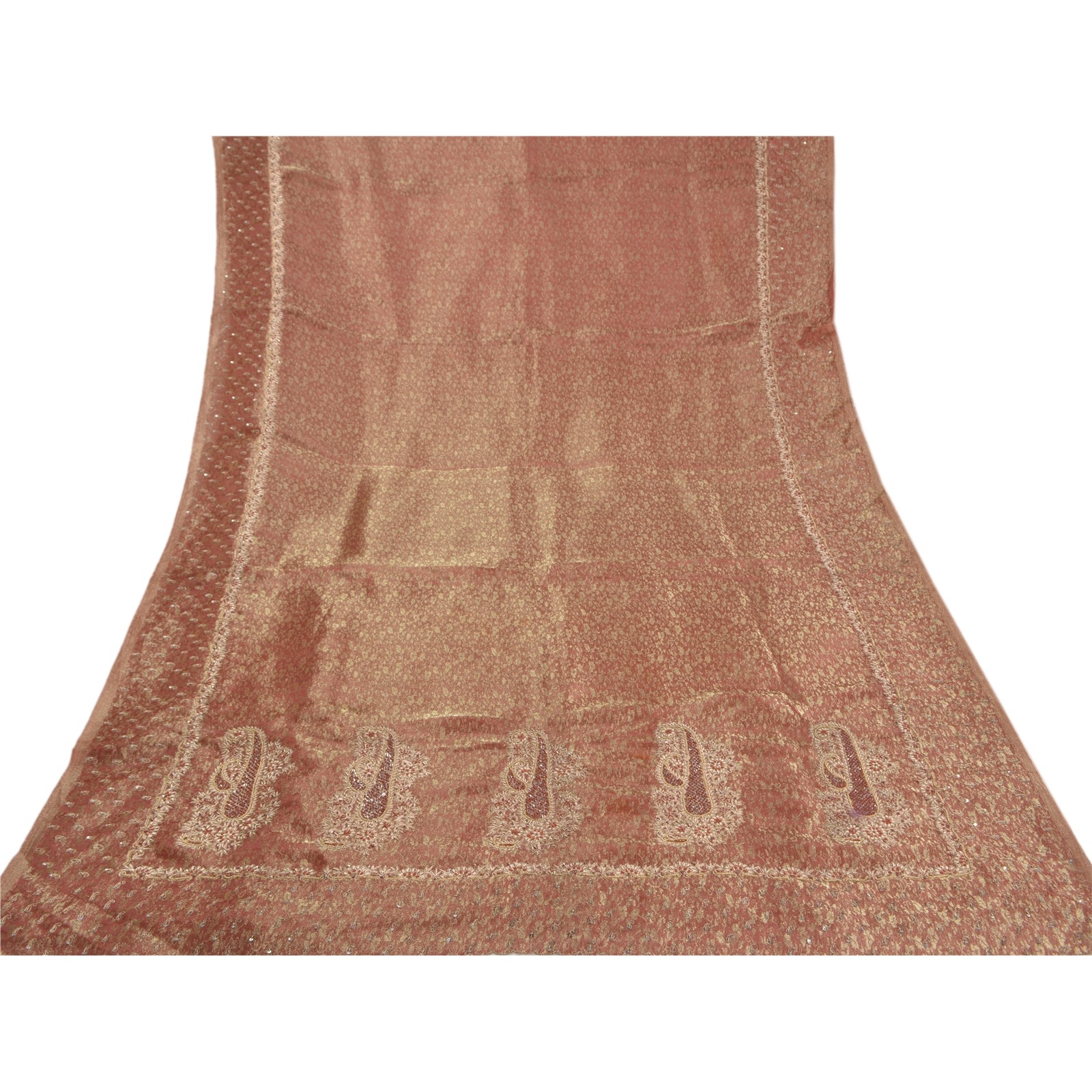 Sanskriti Vintage Golden Red Sarees Art Silk Handmade Woven Ethnic Sari Fabric