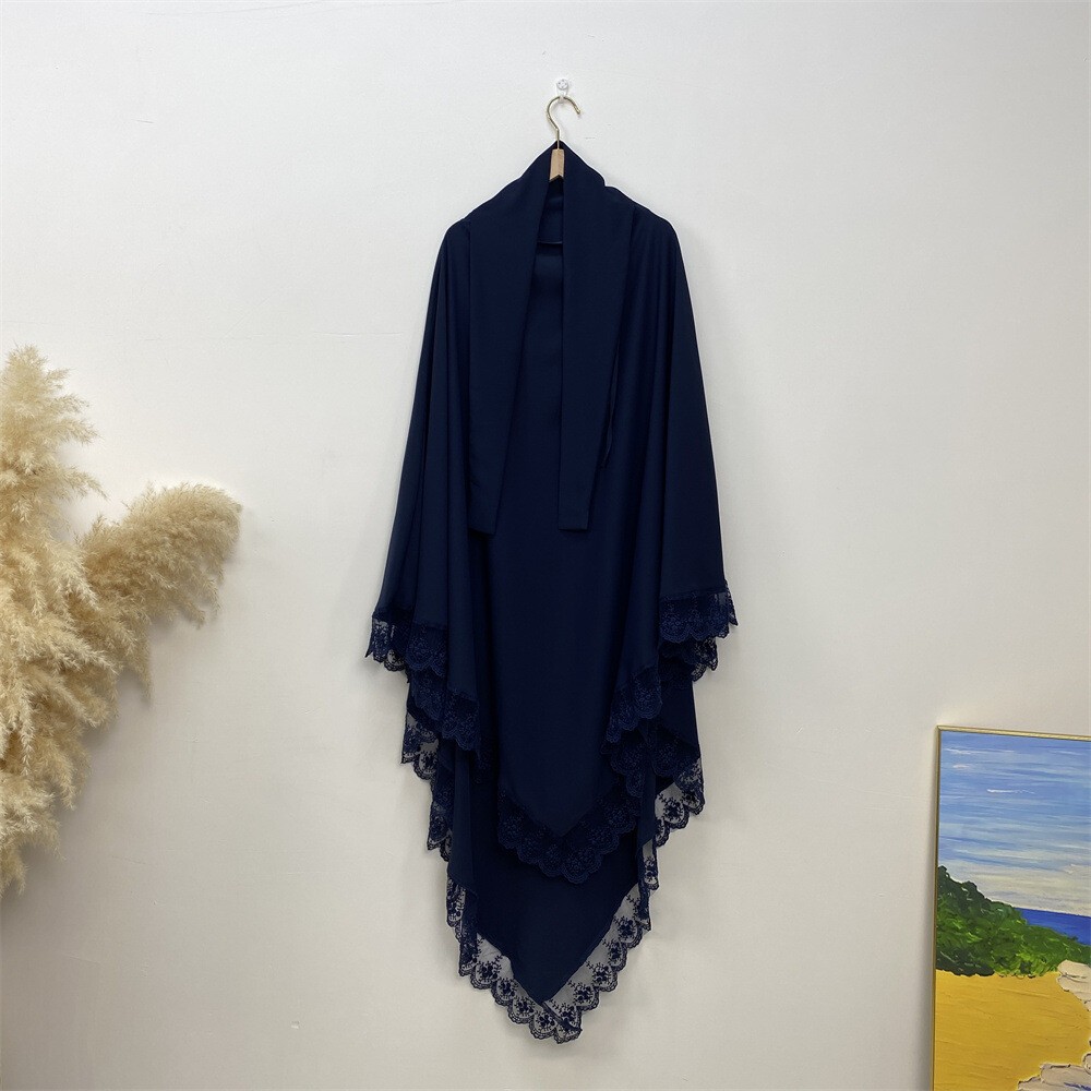 Muslim Women Overhead Khimar Prayer Garment Burqa Kaftan One Piece Hijab Top Eid