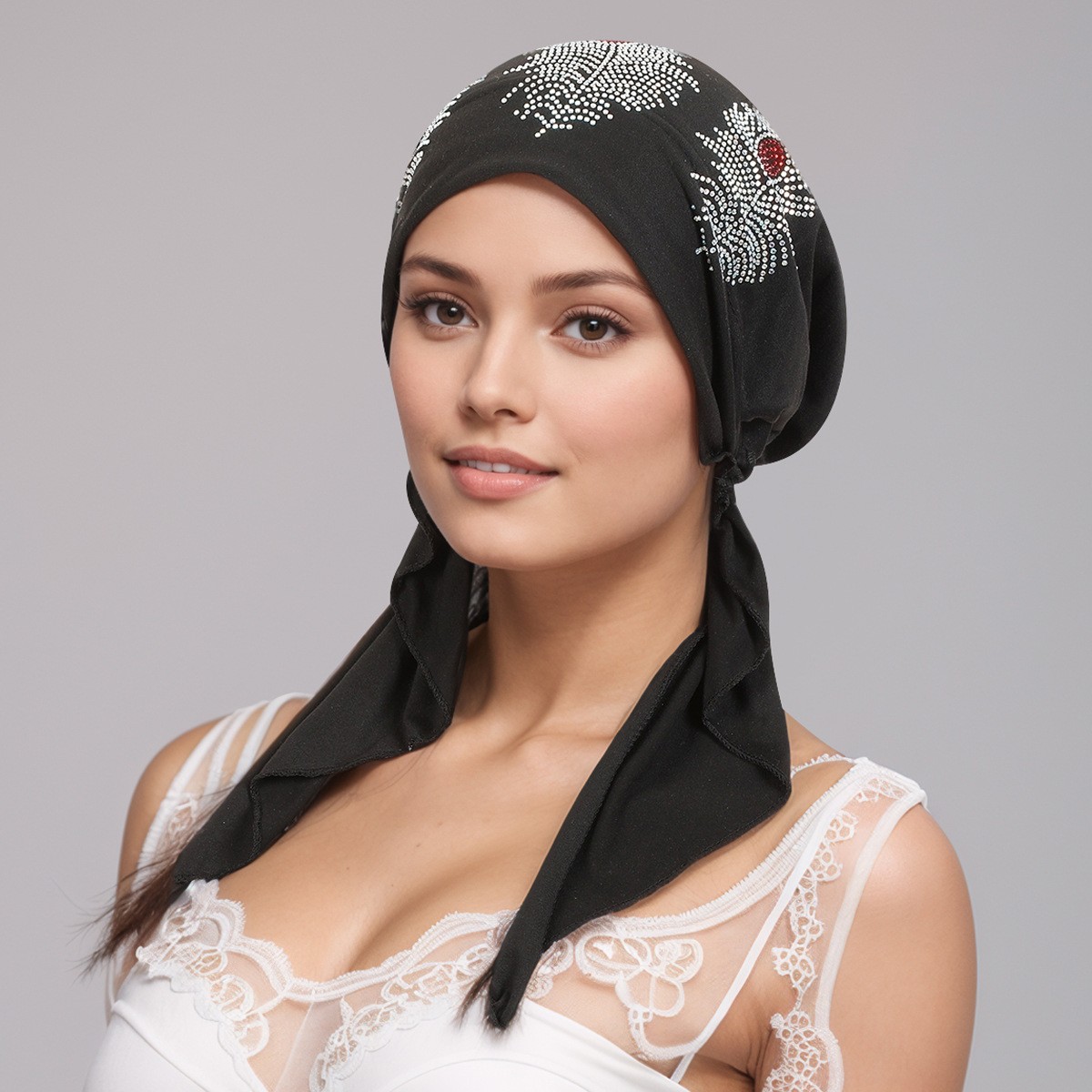 New Women Hijabs Cap Muslim Feather Hot Fix Solid Color Wrap Scarf Eid Headscarf