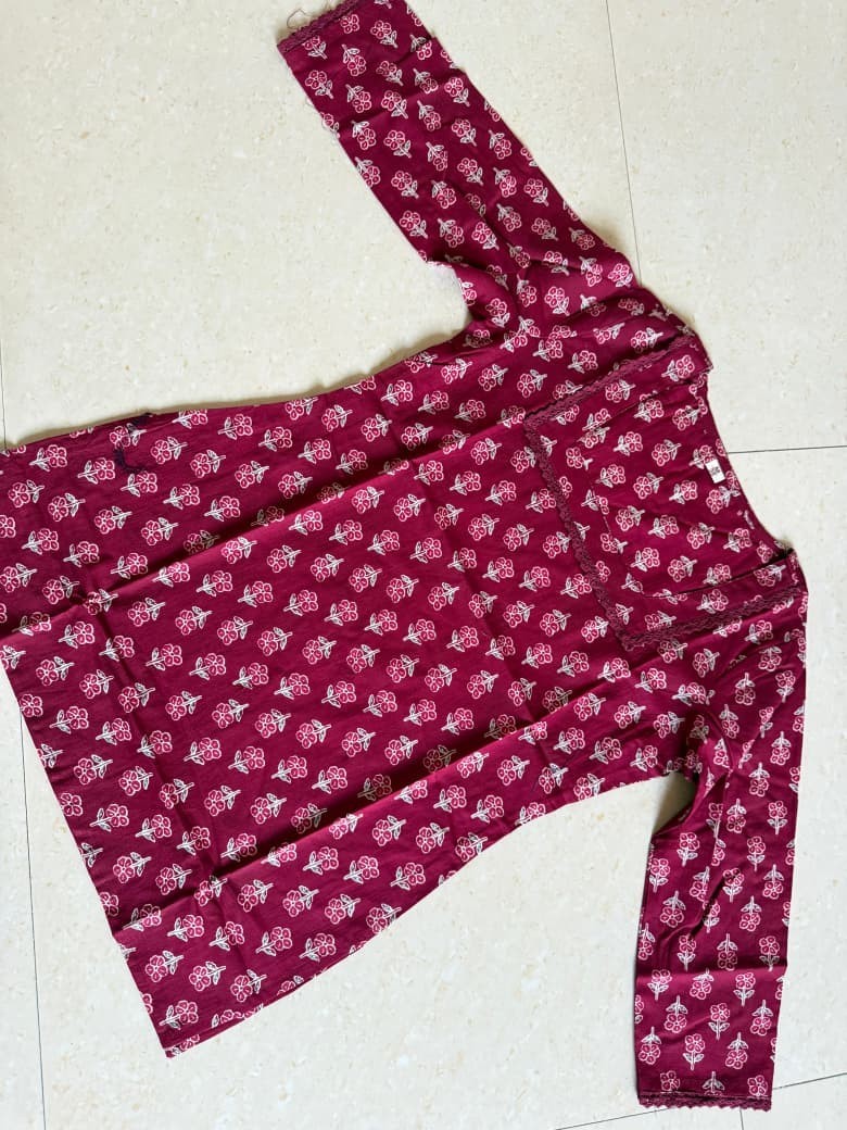 Floral Printed Pure Cotton Top Tunic Kurti Women Office Wear Short Kurta Dress