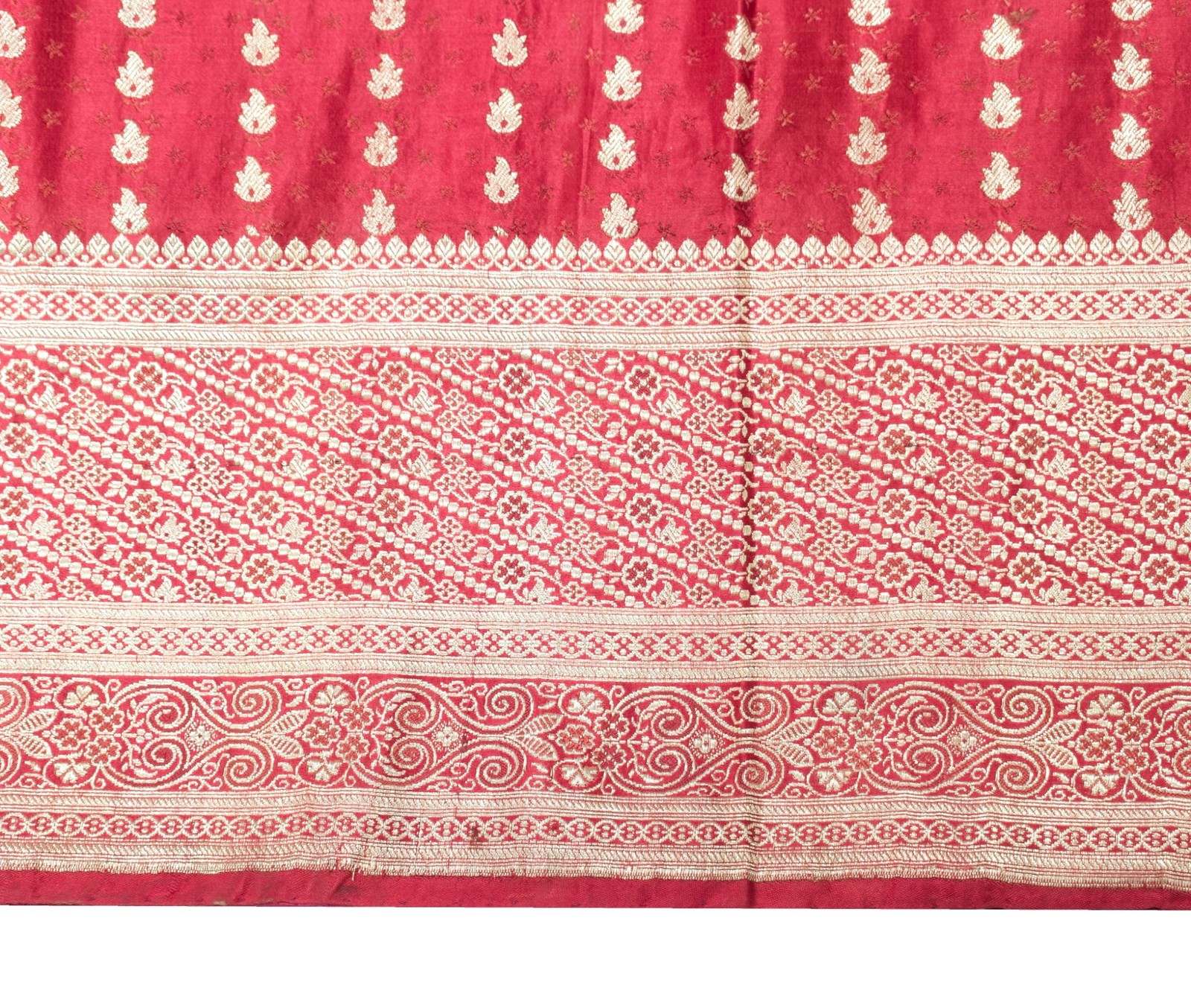 Sushila Vintage Heavy Saree Pure Satin Silk Banarasi Brocade Woven Sari Fabric
