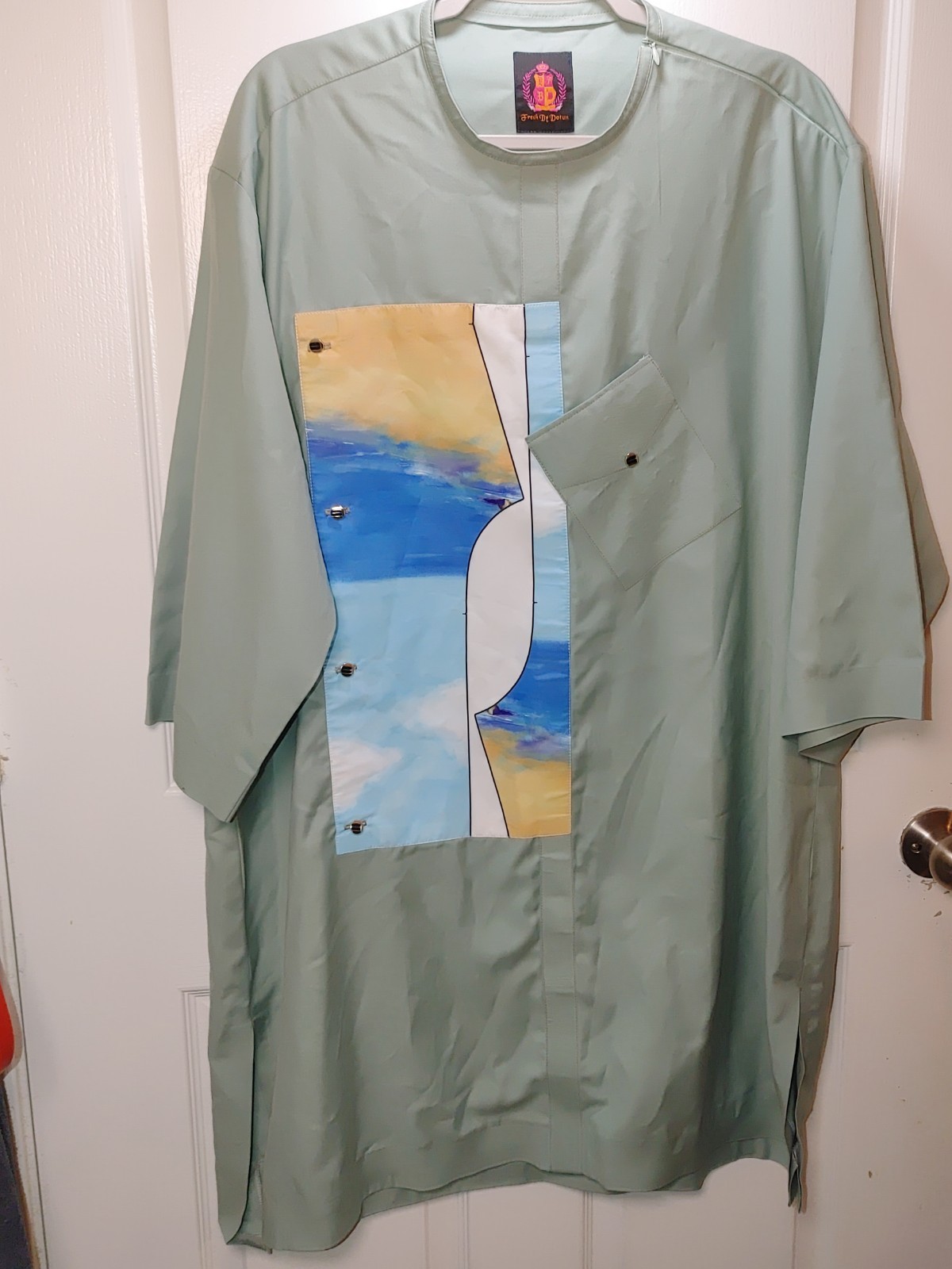 Fresh By Dotun London Traditional African Mens XXL Long Kaftan Elbow Sleeve