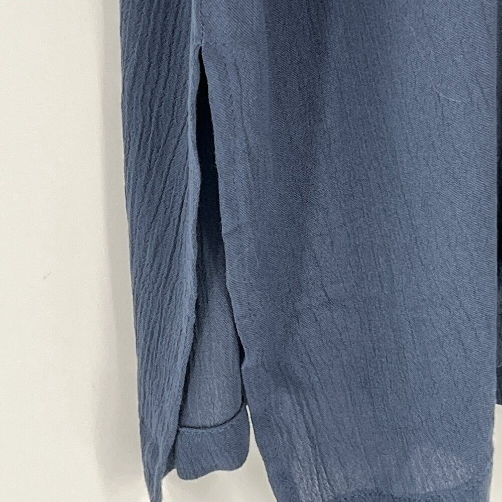 J.JILL EMBROIDERED CRINKLED KIMONO IN BLUE SMOKE LAGENLOOK MULTI NWT