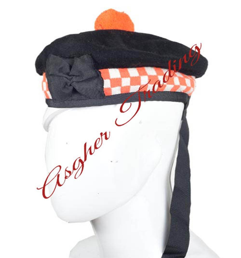 Scottish Military Traditional Kilt Cap – Balmoral Bonnet Diced Hats 100% Wool