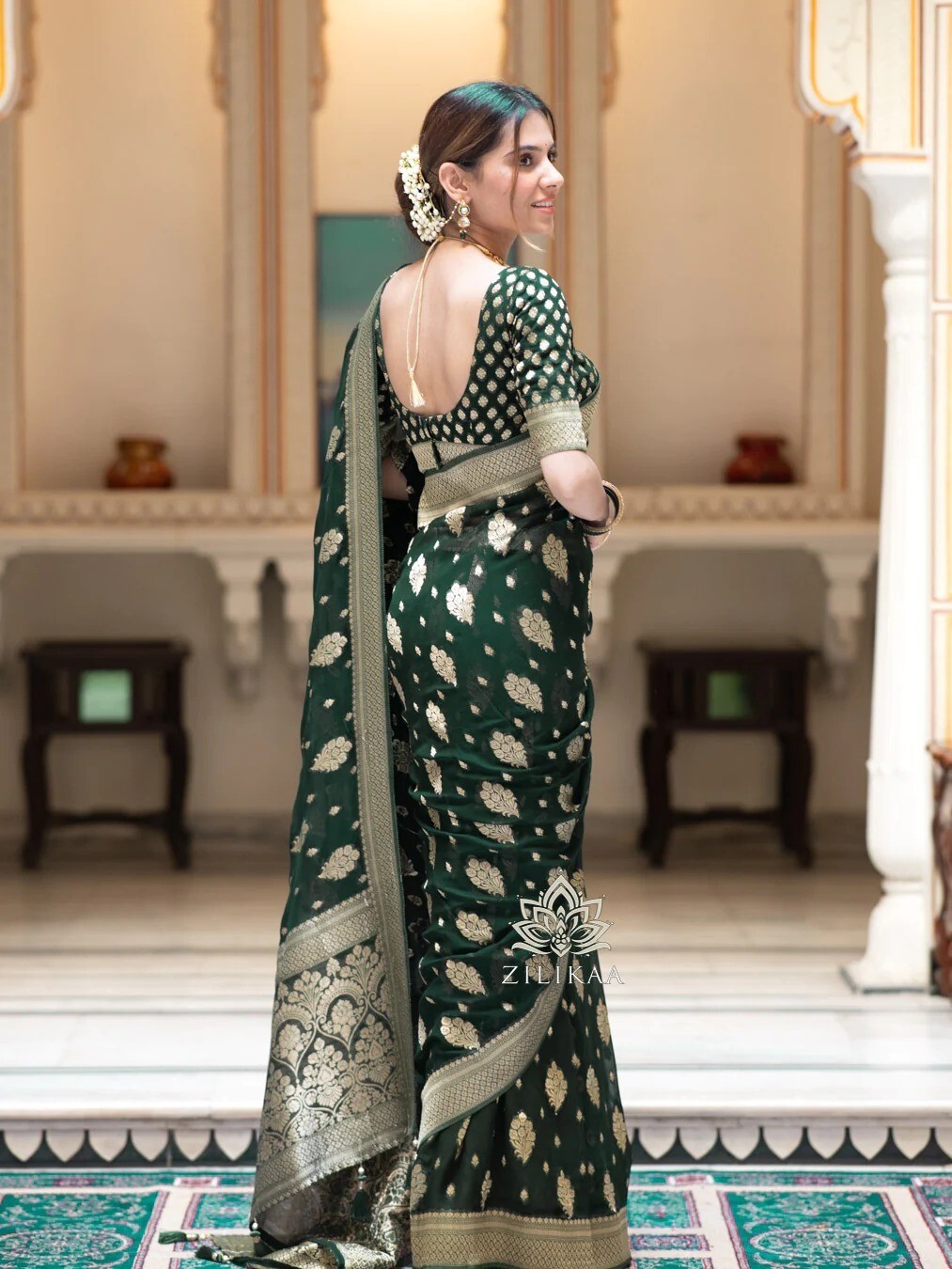 Banarasi soft silk saree for women, with copper zari work Indian Sari