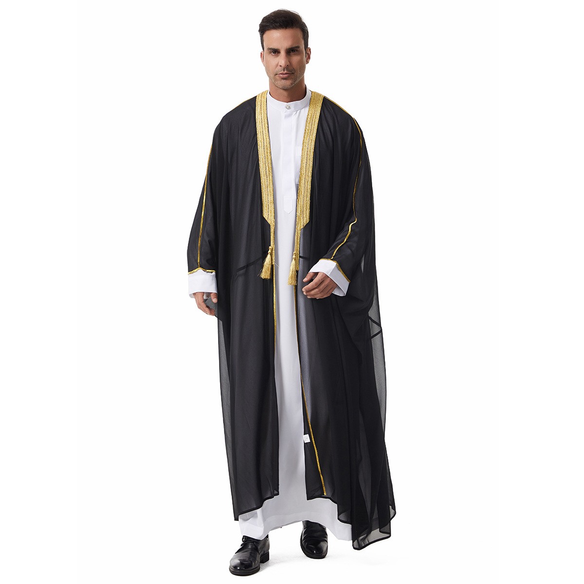 Arab Ramadan Men Kaftan Kimono Robe Abaya Thobe Jubba Thoub Burqa Gown Clothing