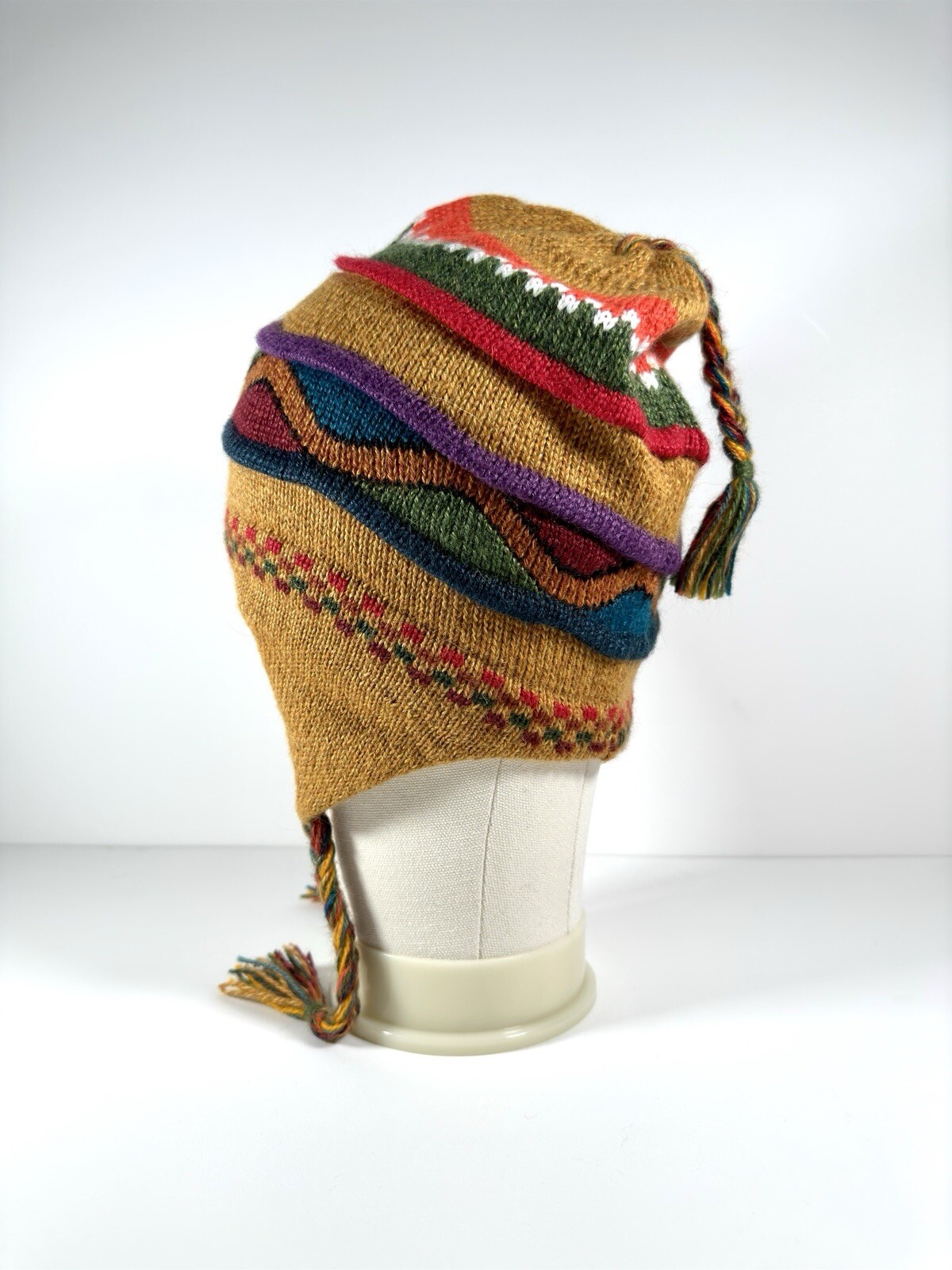 Peruvian Alpaca Chullo Hat Knitted Adean Earflap Beanie Handmade Chinchero Peru