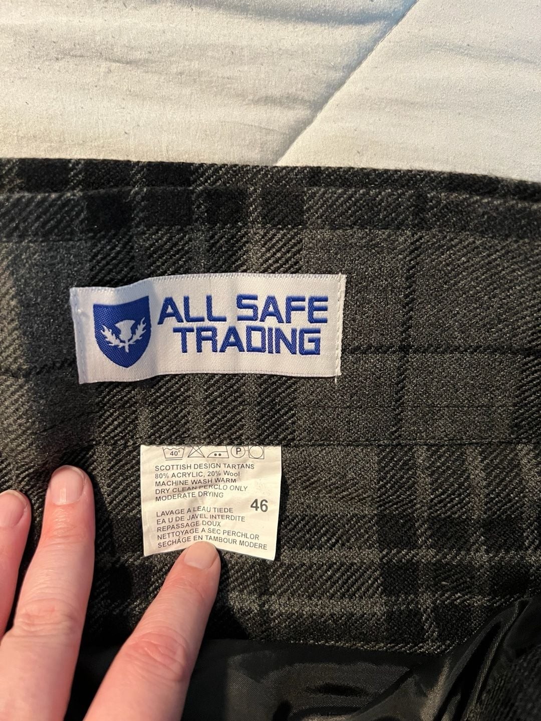 All Safe Trading Scottish Design Grey Watch Tartan Pleated Kilt with Leather Str