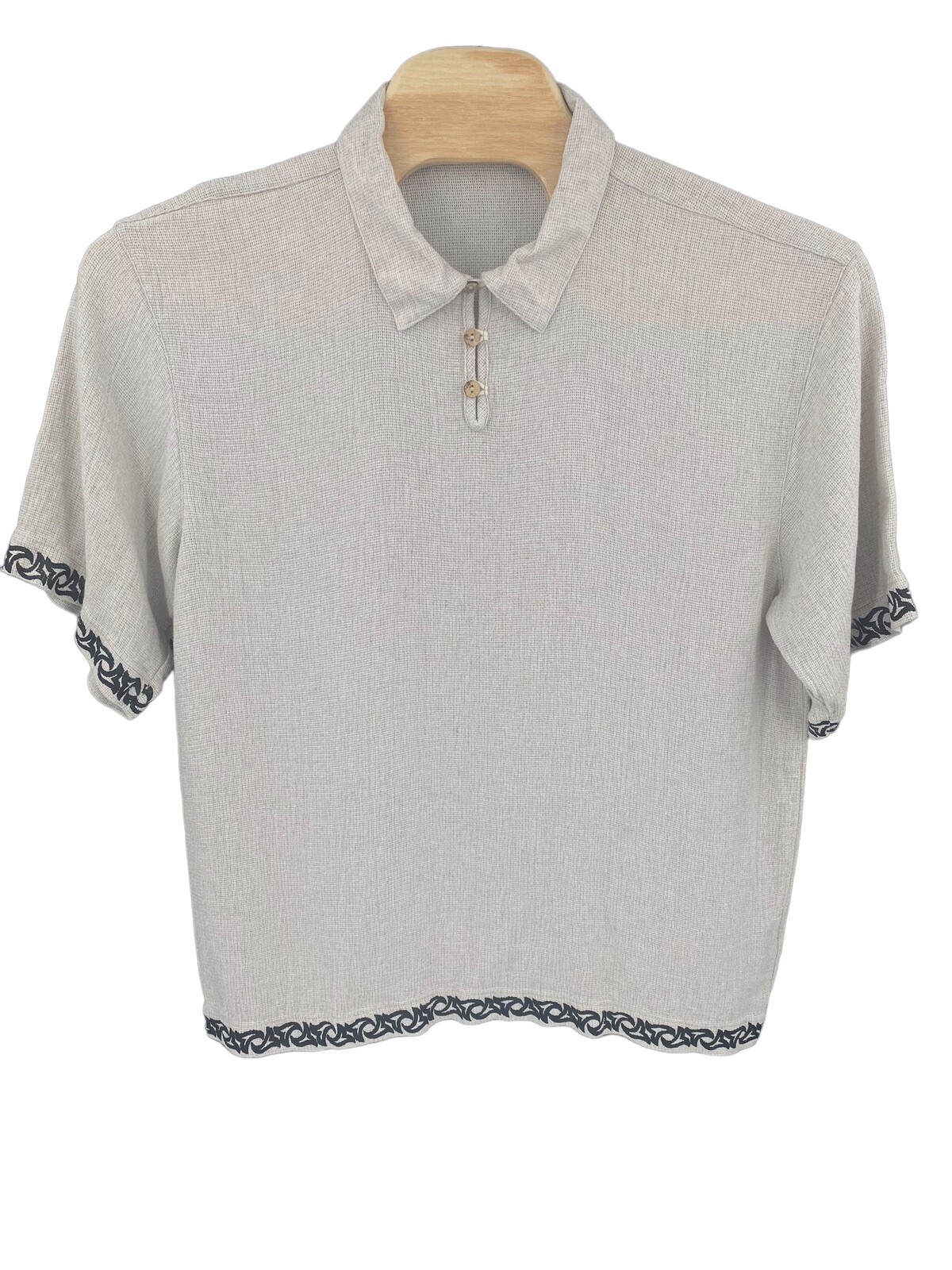 Obra Ni Juan Traditional Filipino Men’s Size XL 3 Button Burlap Looking Shirt