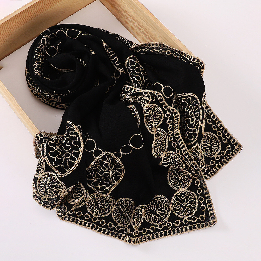 Malaysia Luxury Embroidered Hijab Muslim Women Scarf Islamic Headwrap Shawls Eid