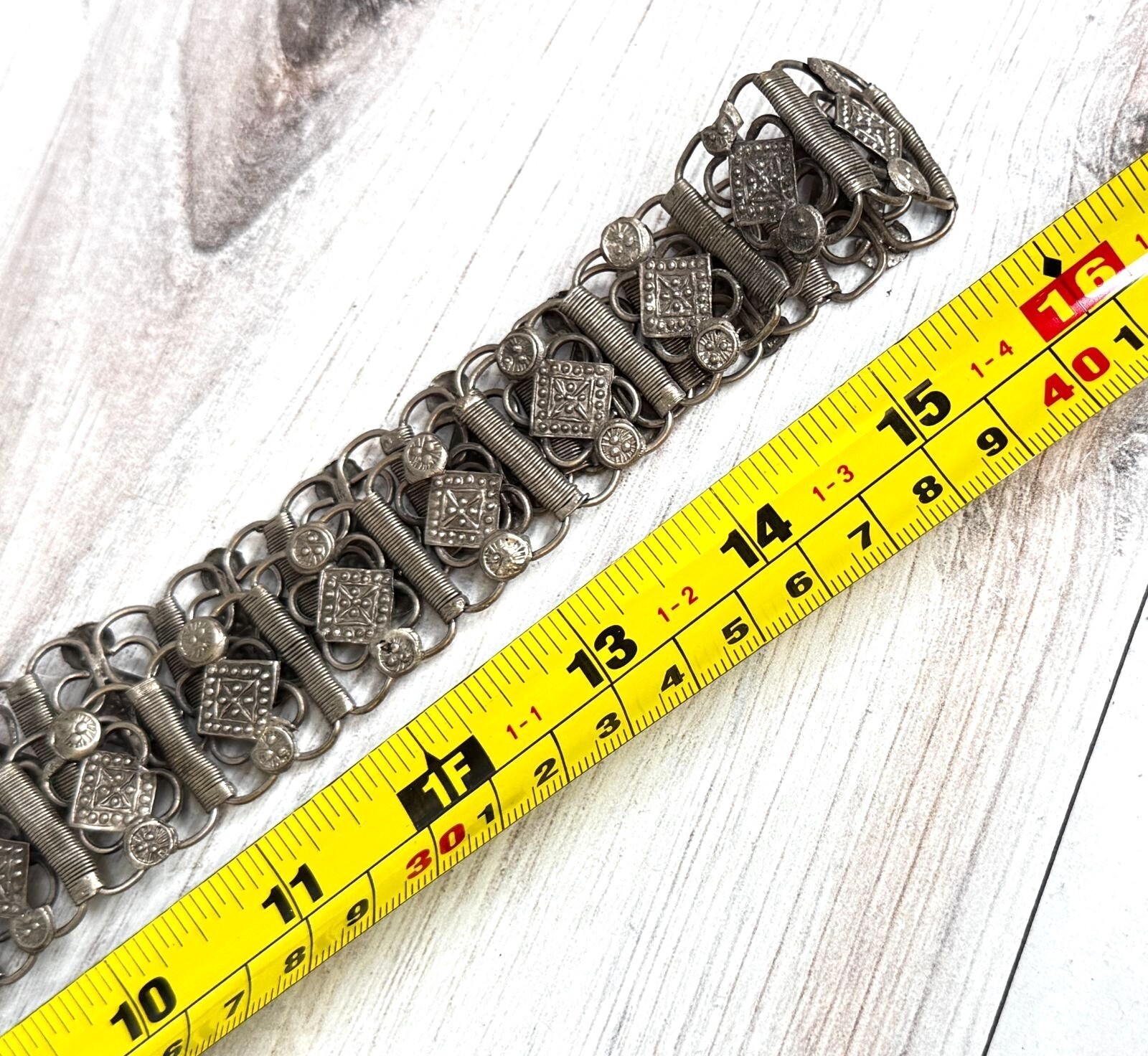 Vintage Chinese Asian Dragon Silver Toned Belt Buckle Filigree Belt