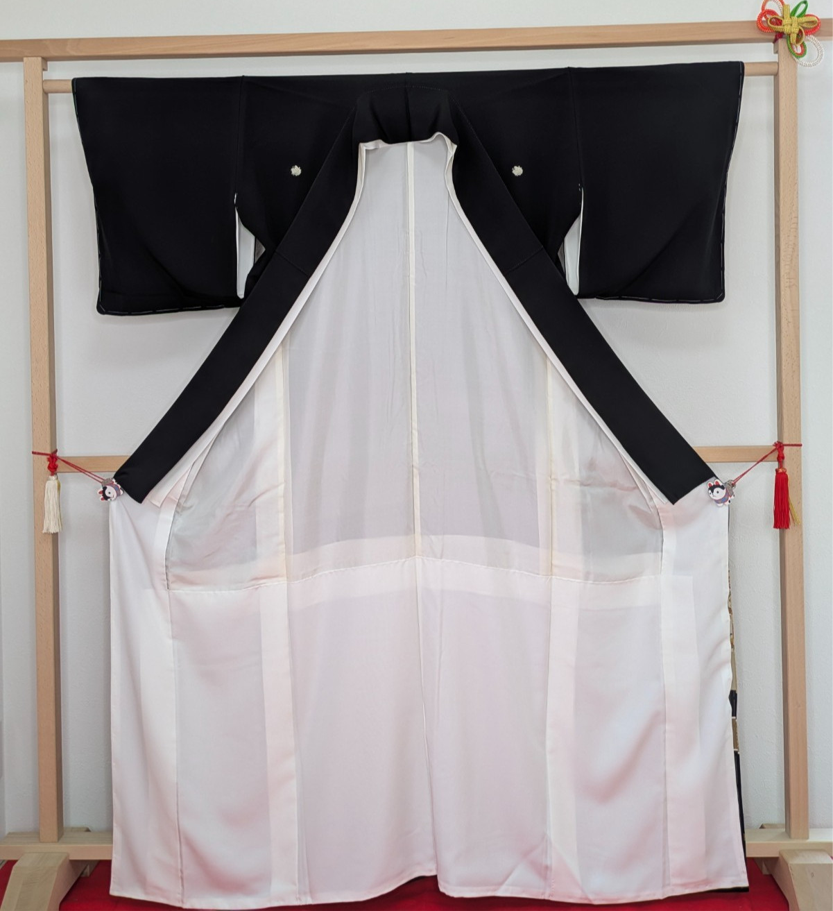 Authentic Japan Kimono Silk Black Tomesode Gold Phoenix Embroidery Textile Art