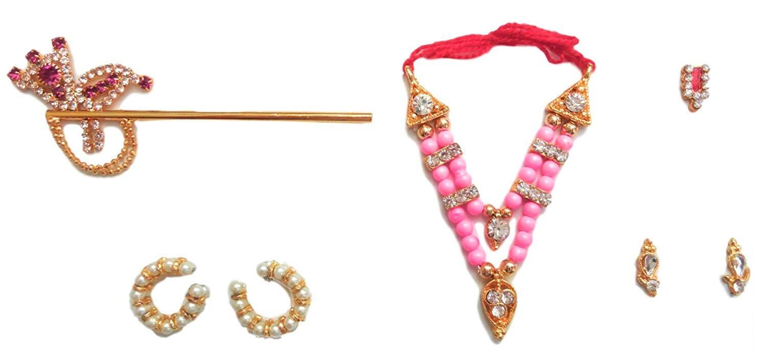 Ladoo Gopal Designer Pagdi and Shringar Accessories Set us