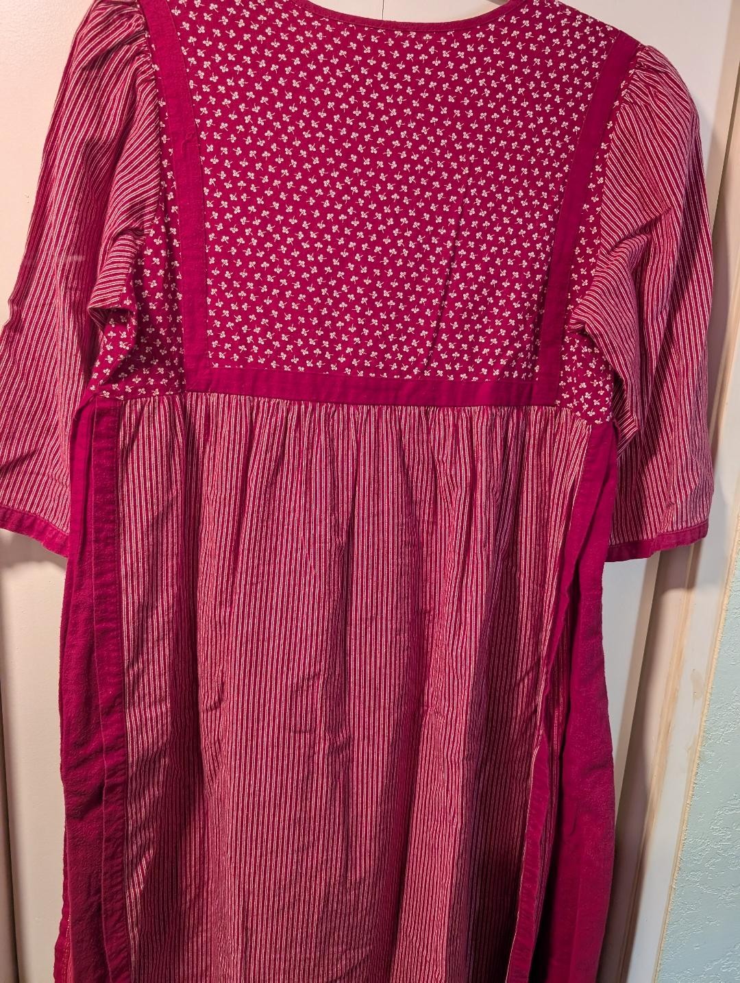 HOMEMADE AUTHENTIC GERMAN COTTON APRON DRESS 1970s RED
