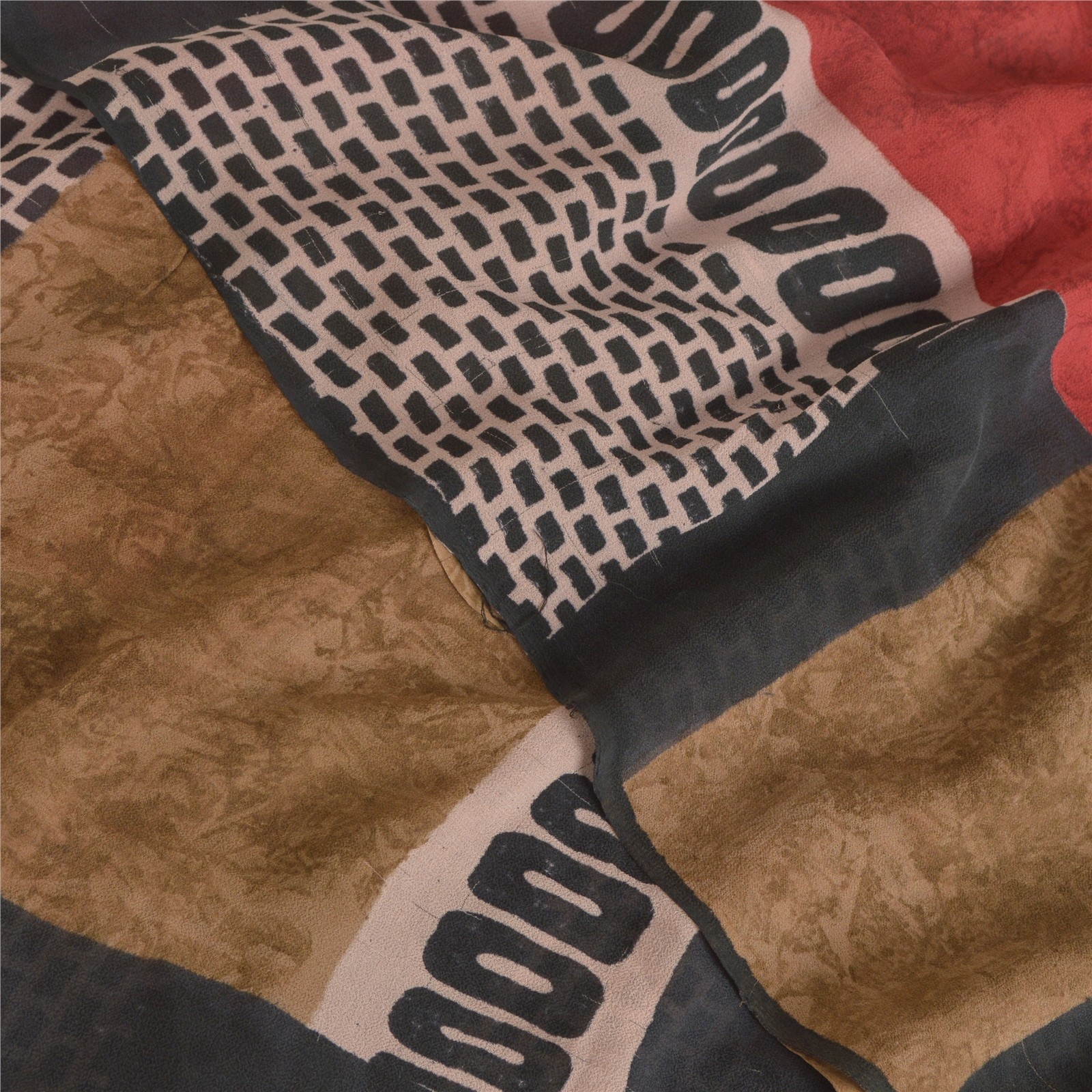 Sanskriti Vintage Indian Sarees Pure Georgette Silk Printed Fabric Craft Sari
