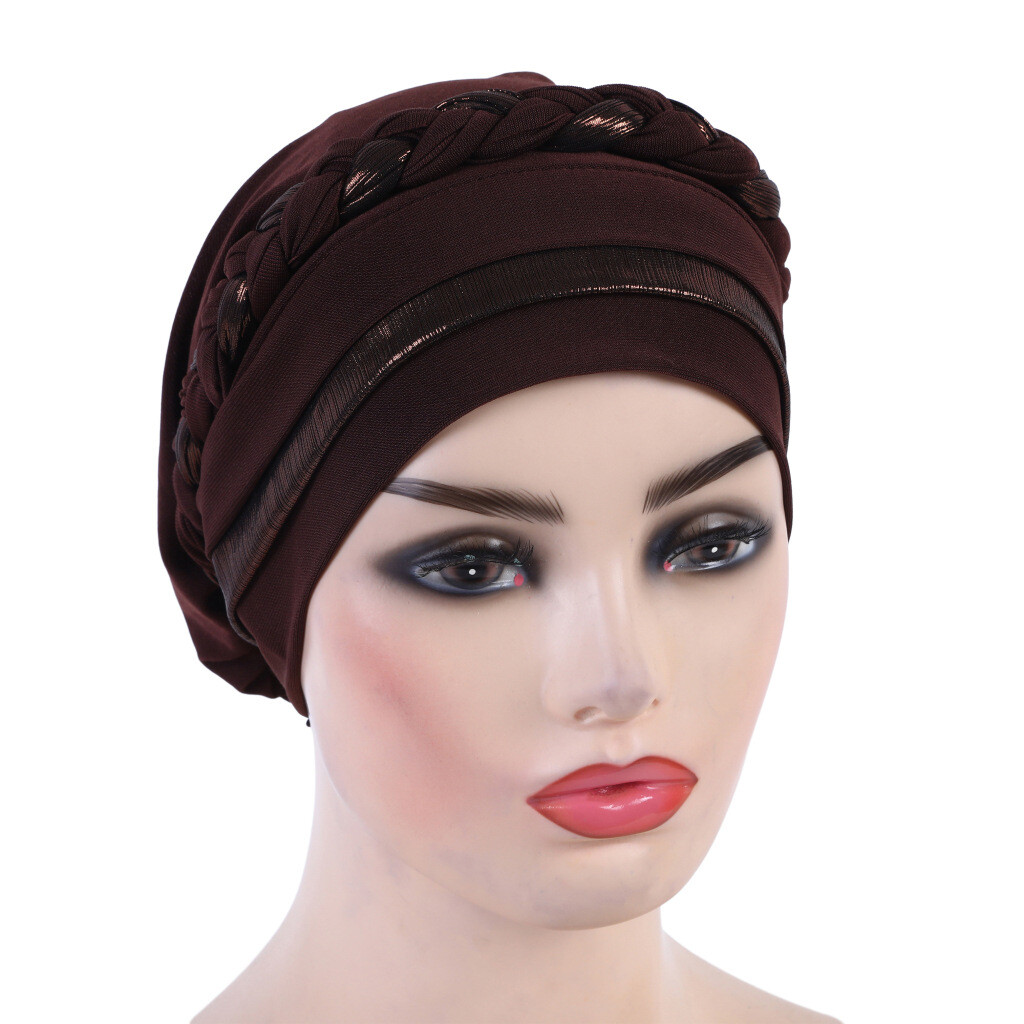 Muslim Women Braid Turban Hat Bonnet Headwrap Chemo Cap Headscarf Beanie Bandana