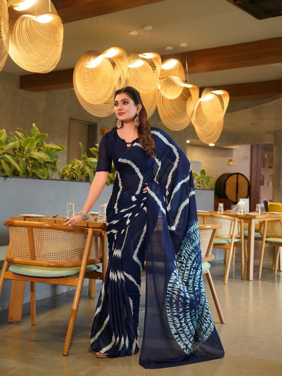 Handmade Shibori Leheriya Saree Pure Chinoon Sari Traditional Ethnic Wear