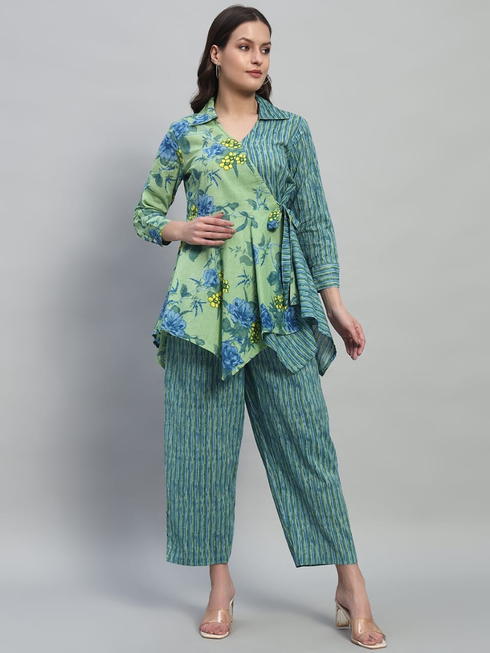 Pure Cotton Summer Casual Wear Kurti Set Indian Bollywood Kurta Pant Cord Set