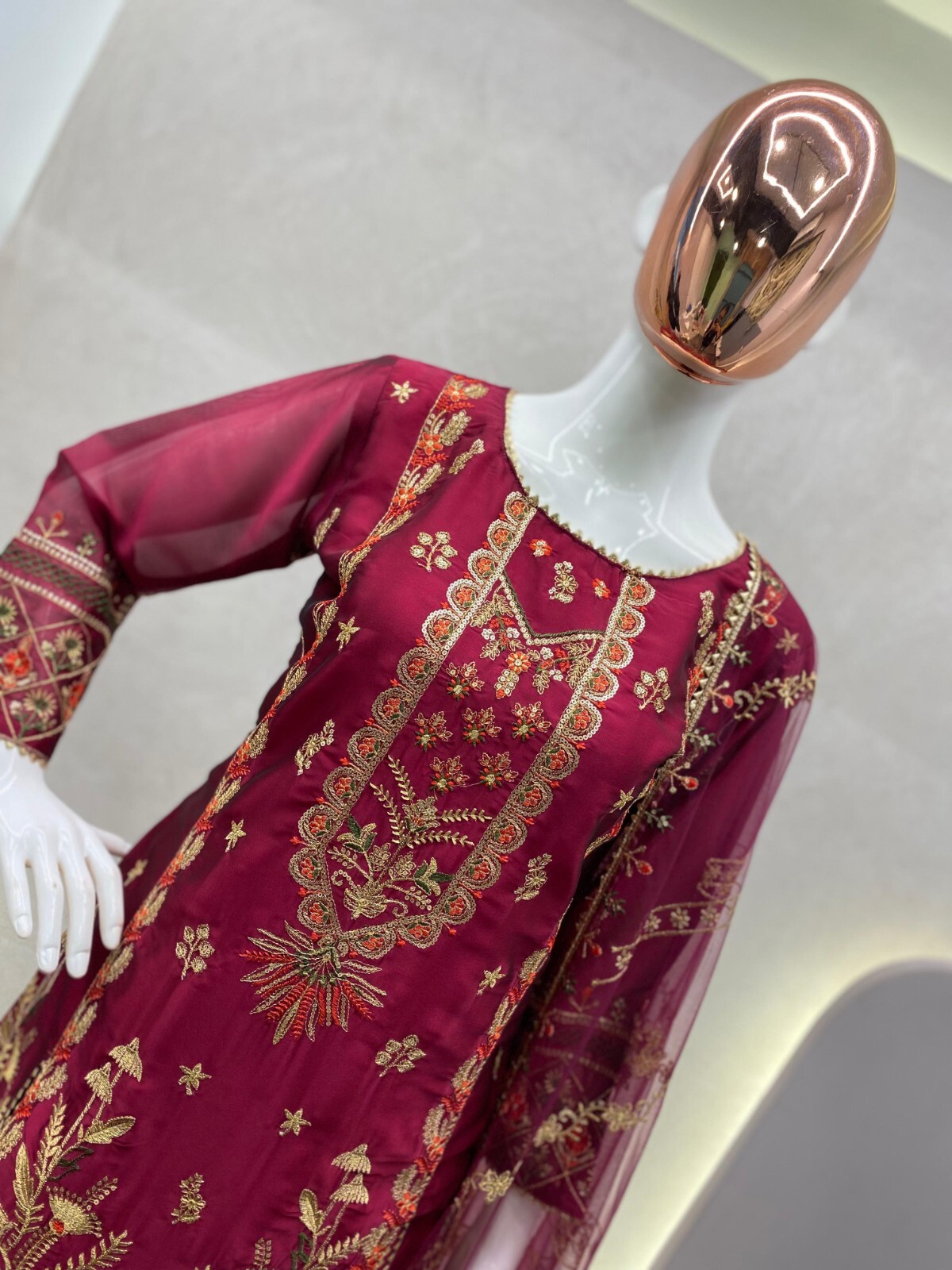 Rangoli Silk Full Stitched Designer Classic Wear Exclusive Top Pant Dupatta EB-Z