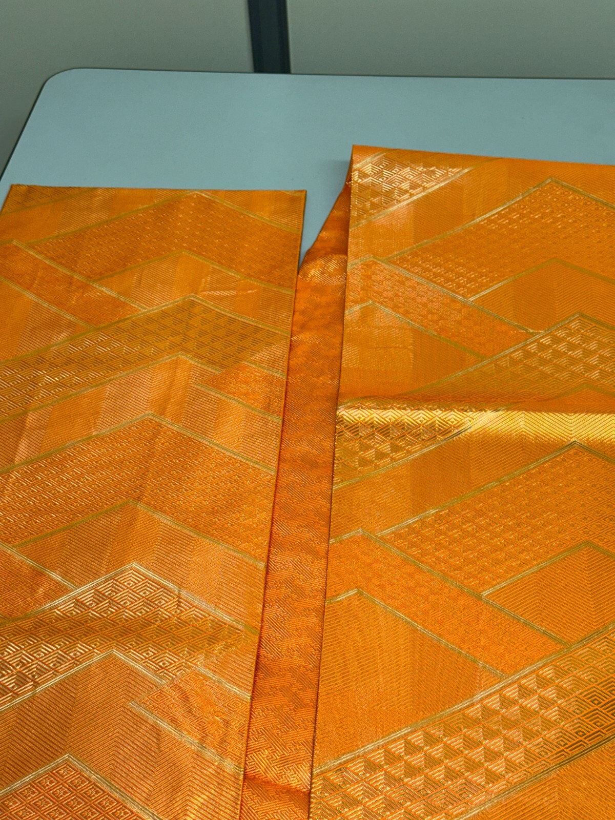 Japanese Vintage Kimono Fukuro Obi silk orange expensive tradition 170×12.2in