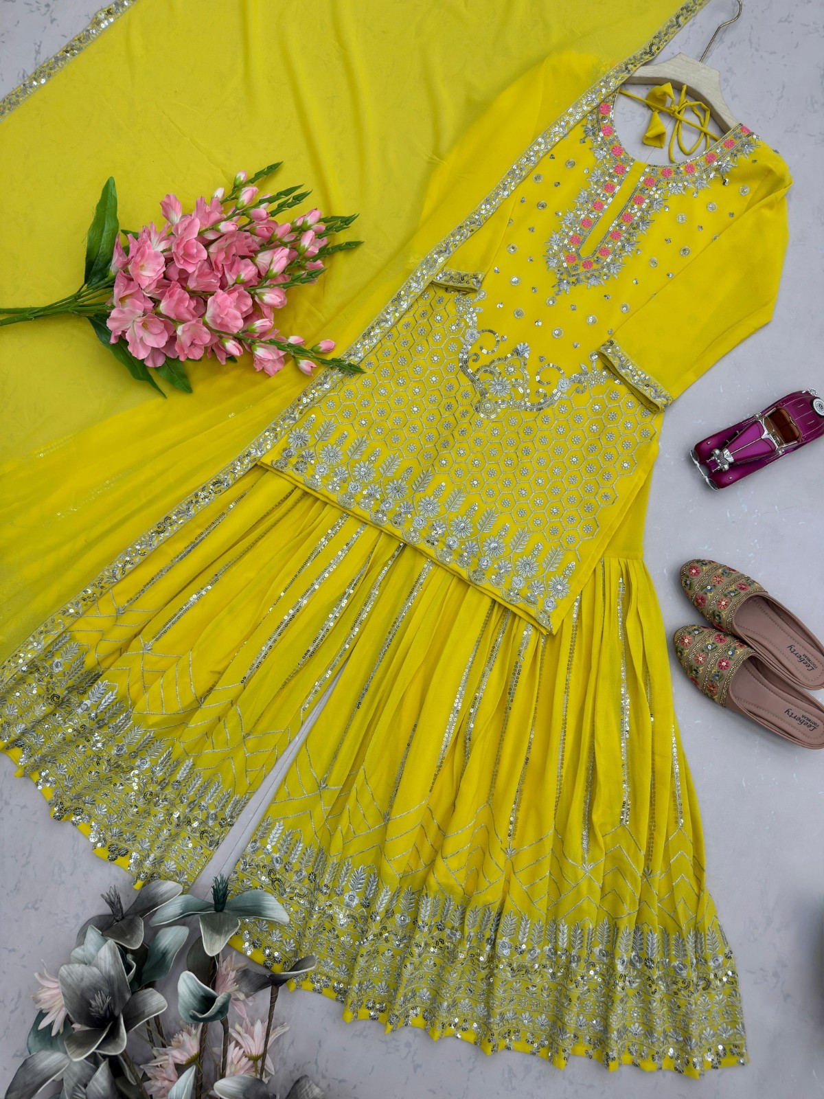 PUNJABI SHARARA PLAZZO KURTI PLAZZO SALWAR KAMEEZ SUIT WOMEN READY MADE DESIGNER