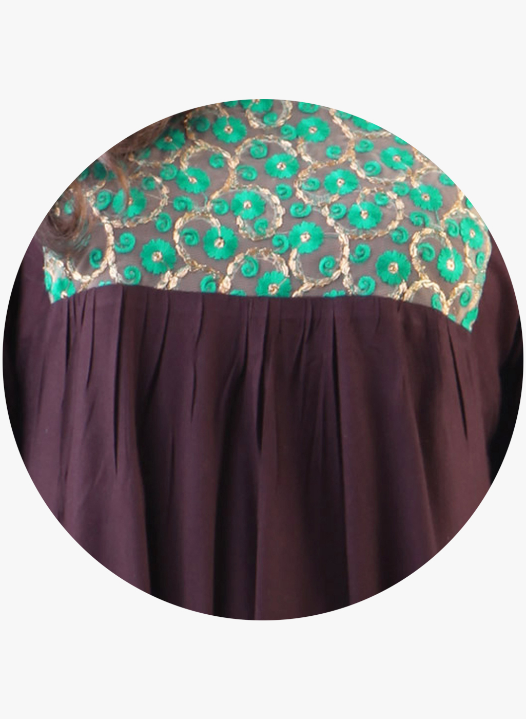 NWT Libas Embellished Kurta, Size Medium, Color Wine with Green/Gold Yoke #1a