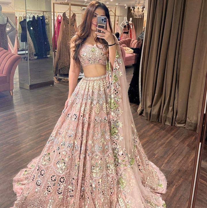 Designer Bridal Lehenga Choli Mirror Embroidery pakistani lehnga bollywood