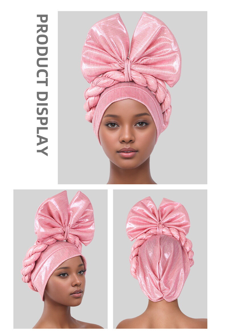 Auto Gele Headtie Head Cover Caps Women Bowknot Head Wrap Wedding Caps Headwear