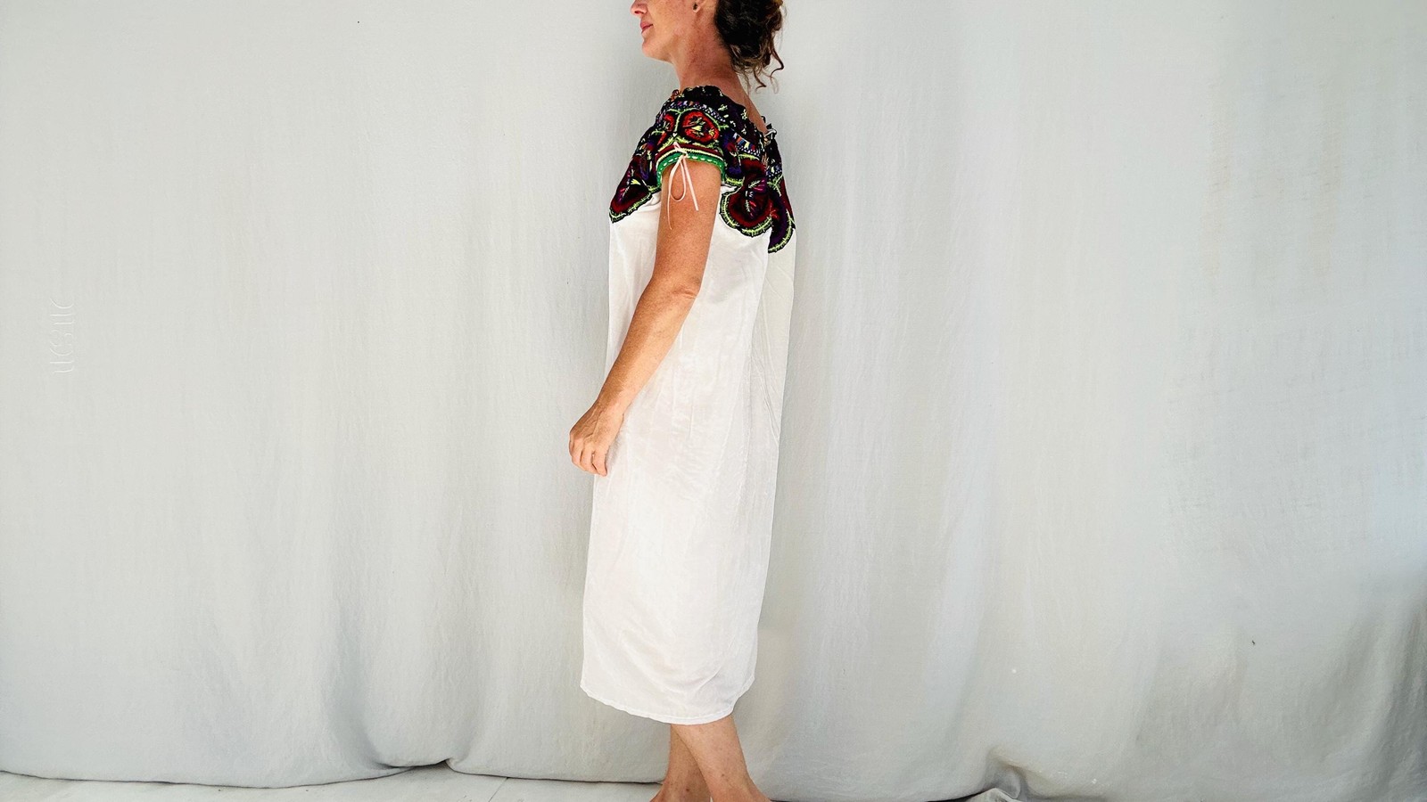 Silk Velvet Embroidered Dress. Repurposed Ocosingo Embroidery Mayan Made Mexican