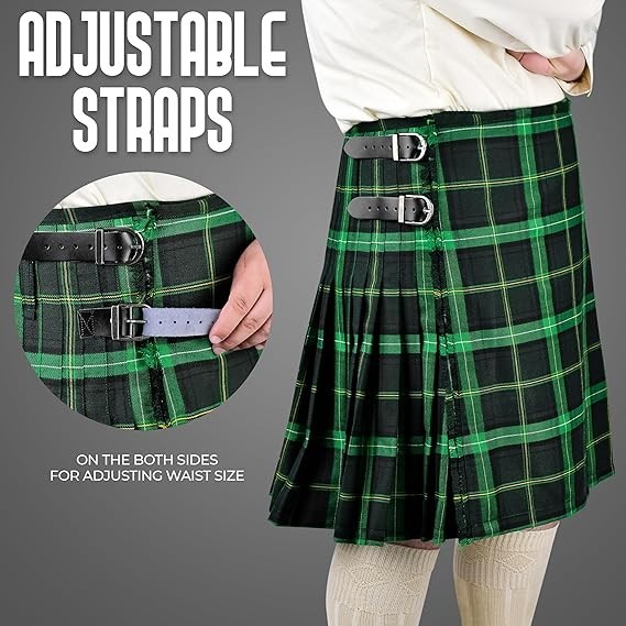 Kilt for Men I Scottish Tartan Kilt Polyviscose 8 Yard Traditional Mens Kilt