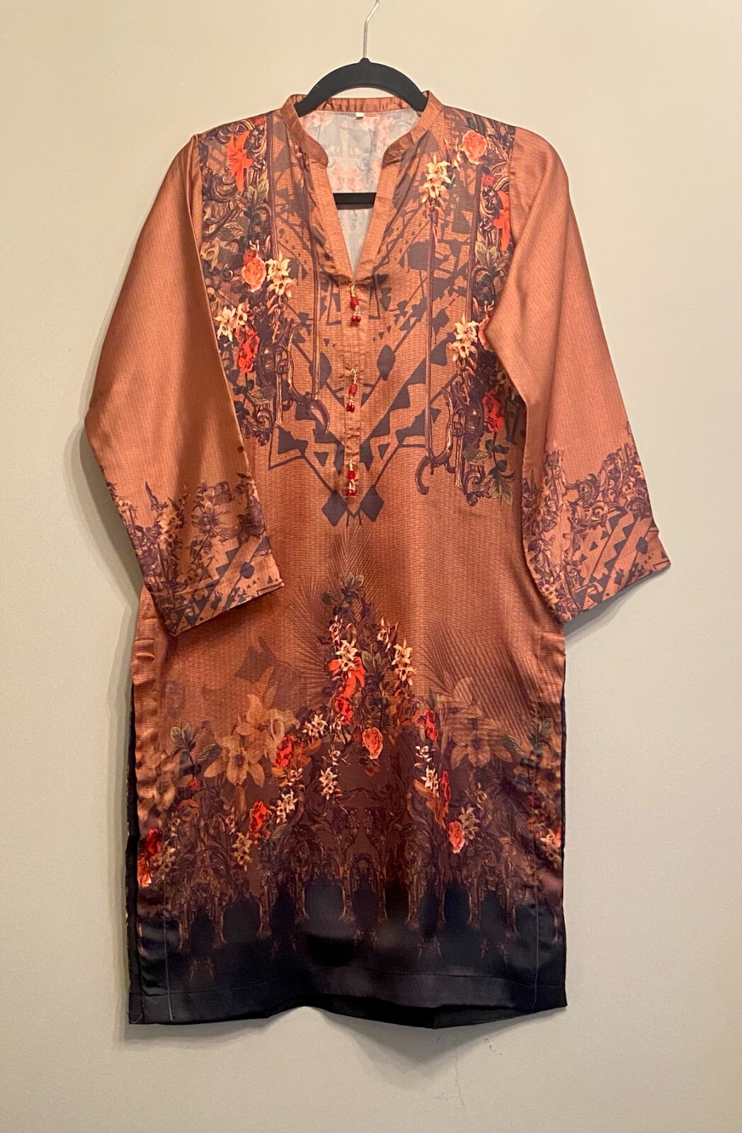 Pink Tulip Digital Print Silk Kurtis – Rust Digital – PR-0116