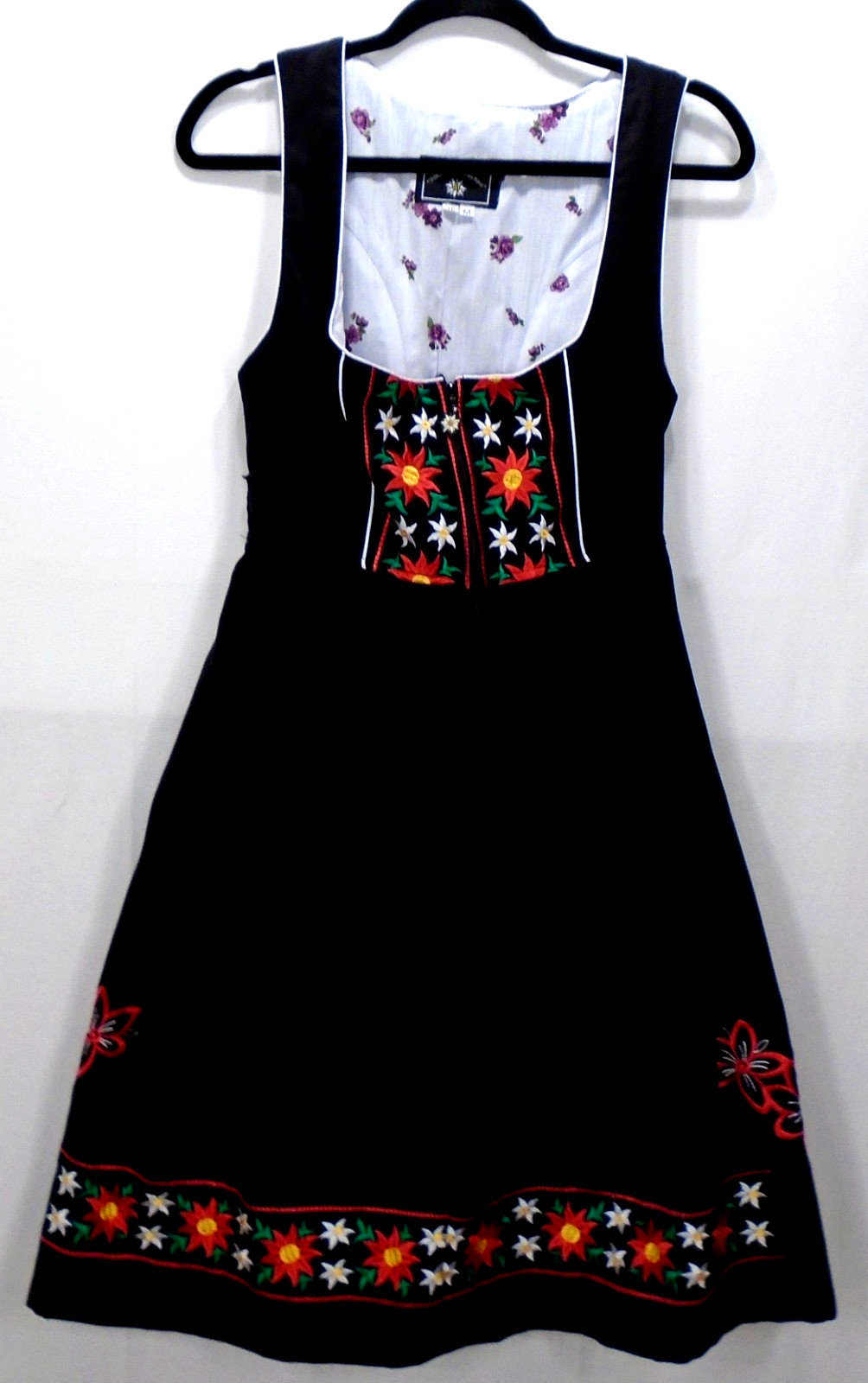 German Trachten Haus Dirndl Embroidered Black Dress Apron Octoberfest 36