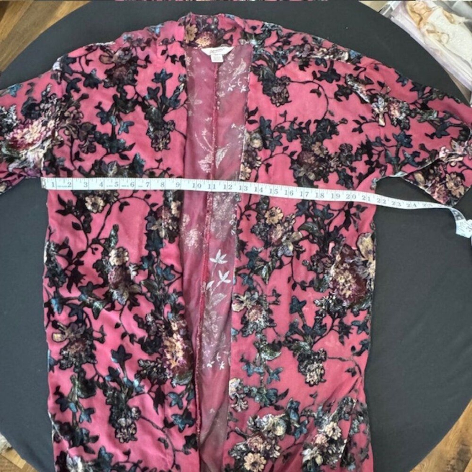 Arizona Jean Co. Velvet Burnout Floral Kimono Robe – Size M/L
