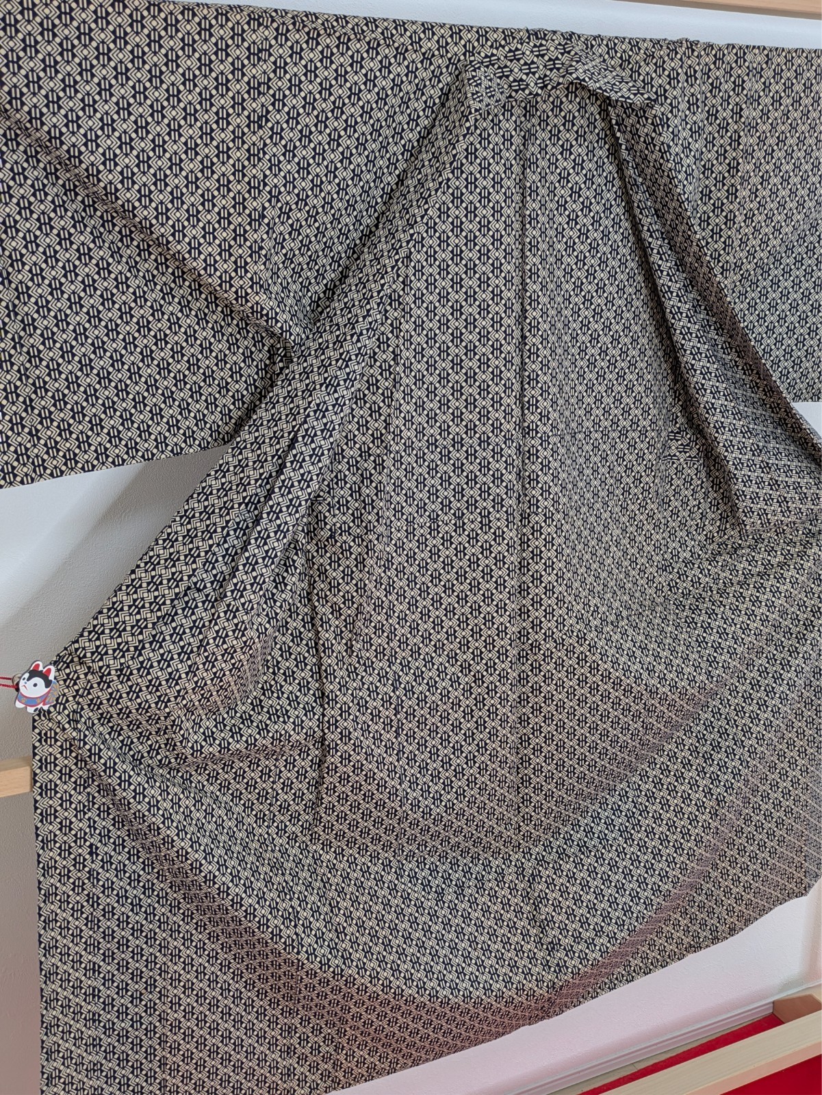 Vintage Japanese Men’s Kimono Yukata Robe Black Yellow Geometric Summer Wear