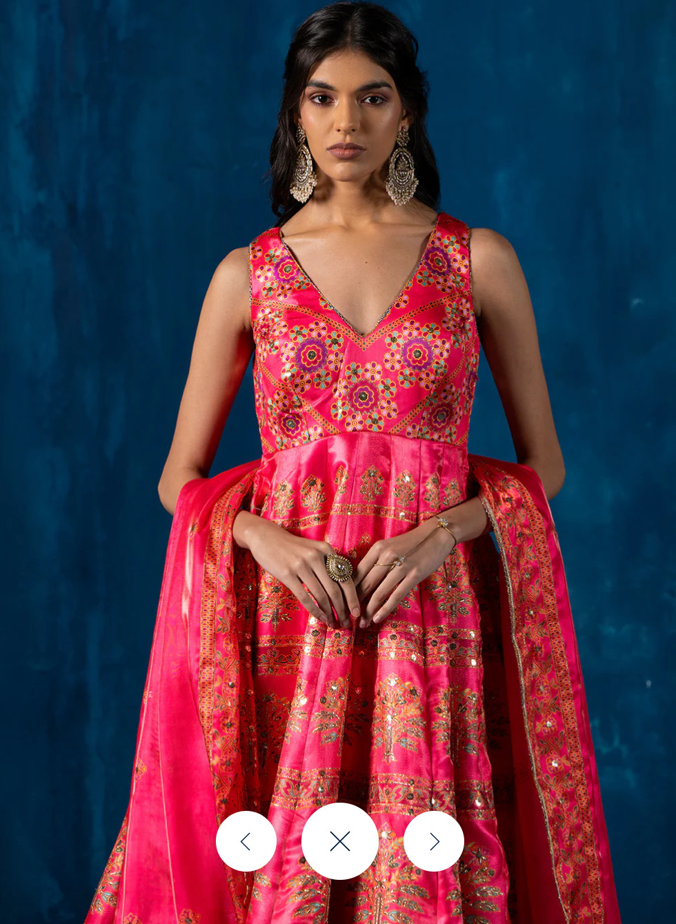 Hot Pink Multicolor Embroidered Anarkali Lashkaraa Small