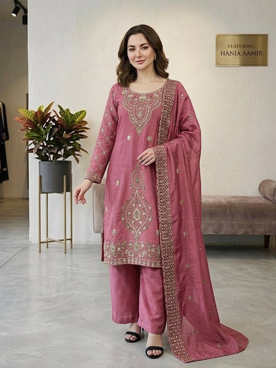 Ethnic Kurti Sharara Set GMY Silk Embroidery Sequence Dupatta Party Wear