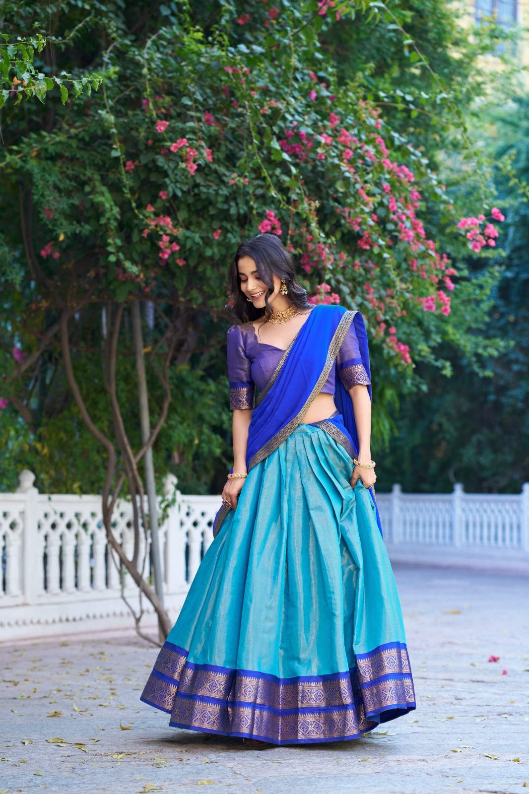 Designer Kanchipuram Lehenga Unstitched Choli For Women Wedding & Engagement