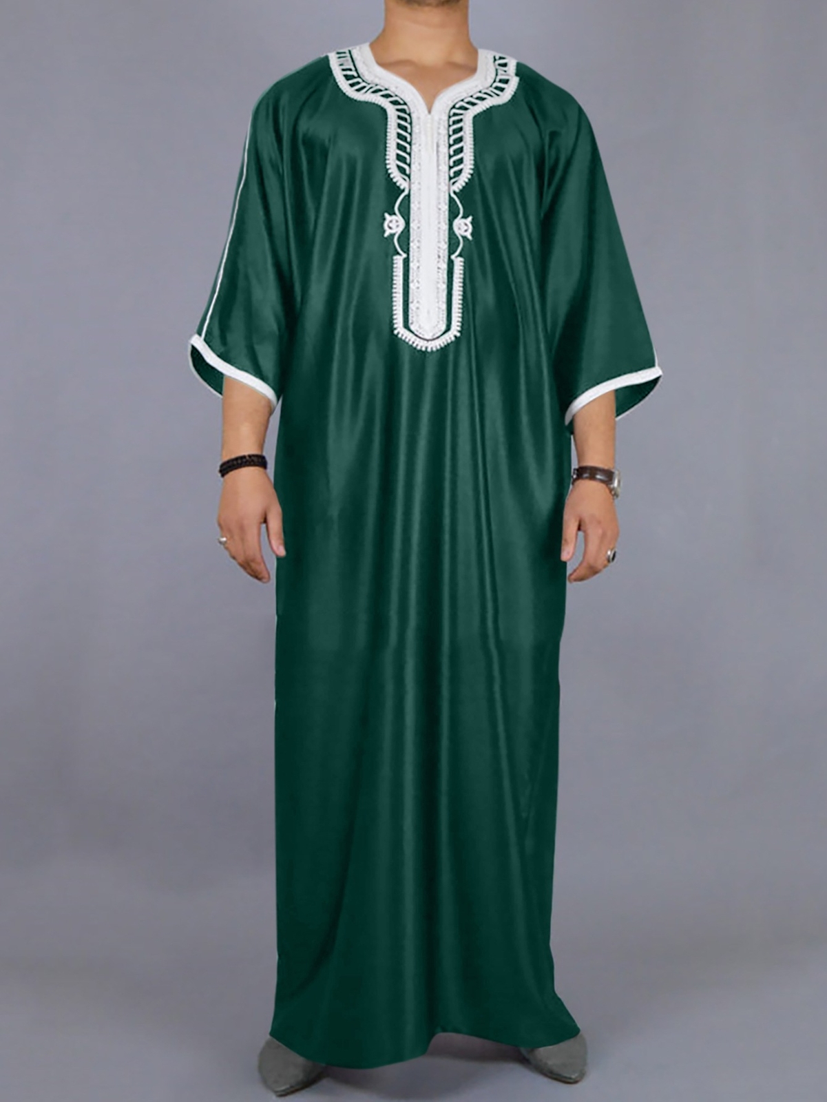 Men Muslim Robe Clothing Ethnic Loose Kaftan Thobe Abaya Arab Dubai Islam Dress