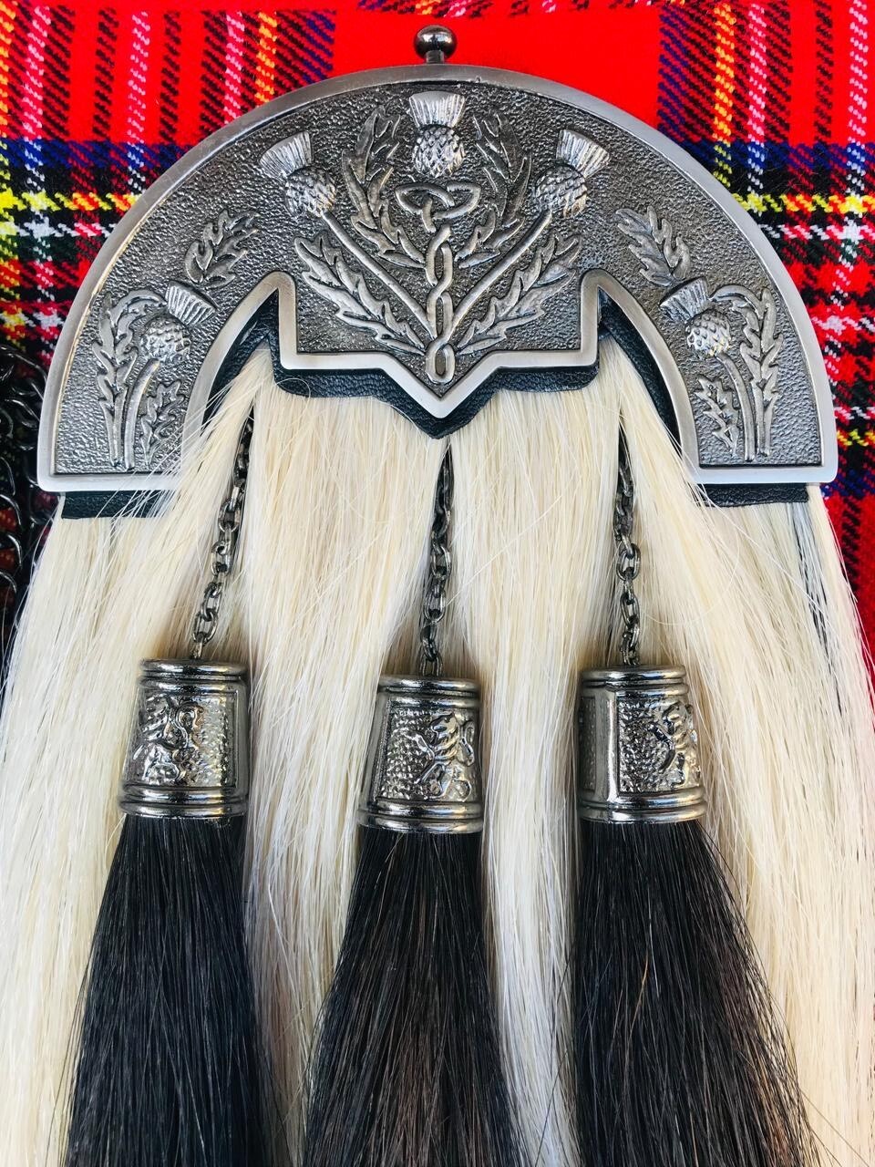 Horse Hair Sporran Thistle Cantle Bagpiper Drummer Kilt Long Sporran