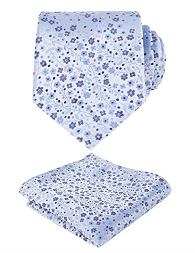 Mens 3.15inches Exquisite Floral Tie with Small Flower Printed B142-light Blue