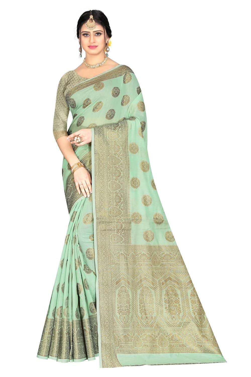 Women’s Banarasi Style Kanjivaram Silk Saree Soft With Blouse Piece